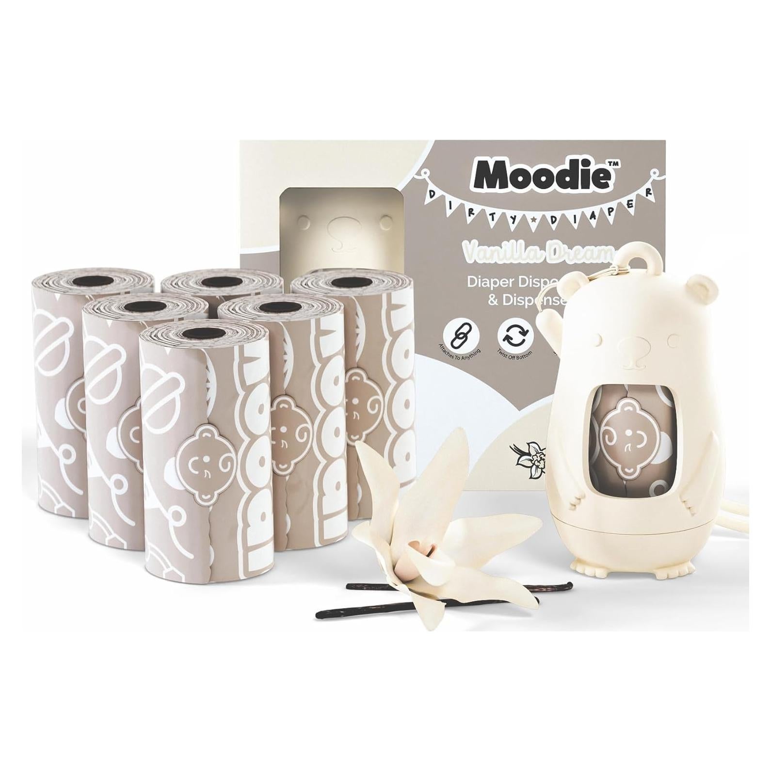 Dispensador de Bolsas Desechables Moodie 105 Bolsas Vainilla