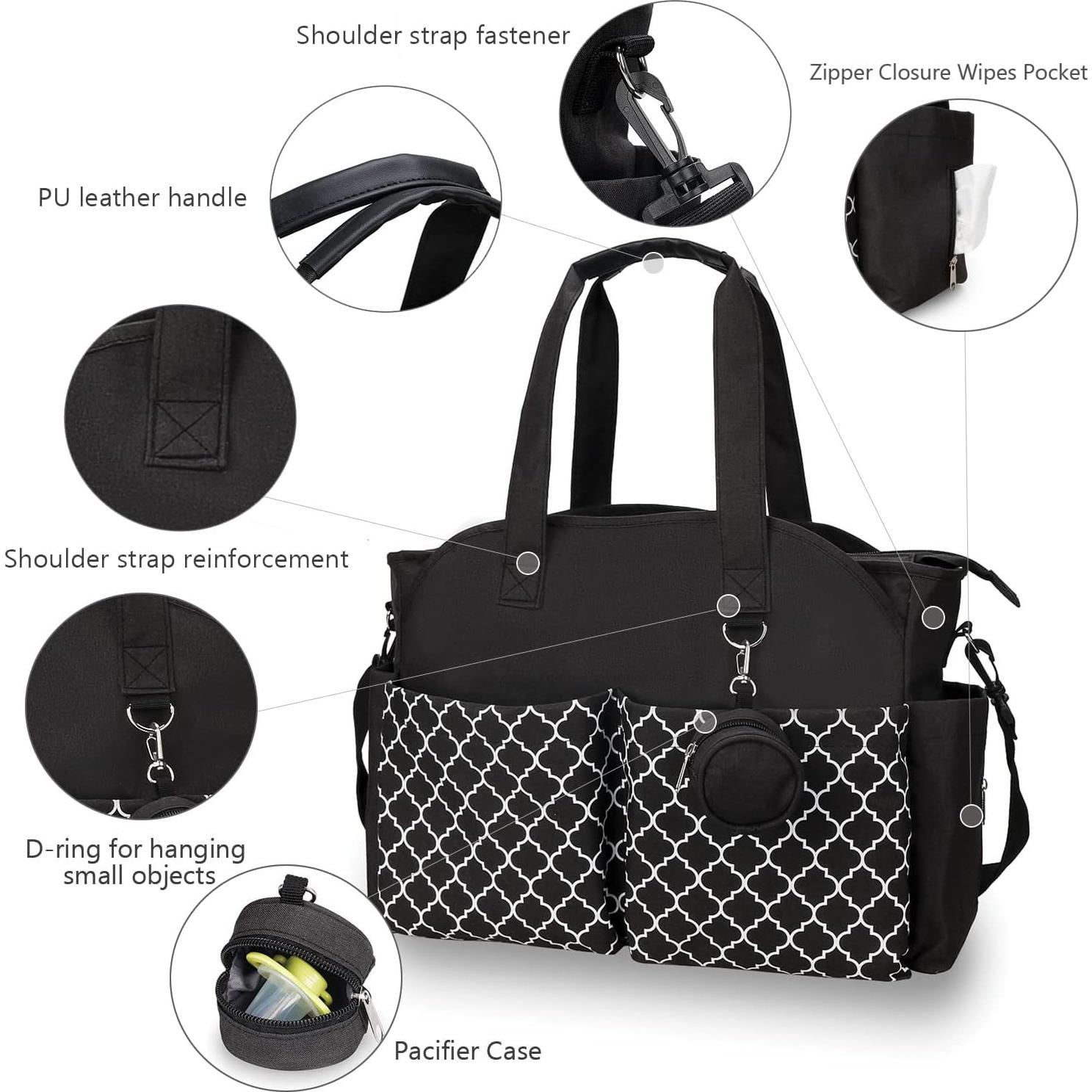 Bolsa de Pañales Tote MEYTEILAY Negra 42x15x33 cm Impermeable