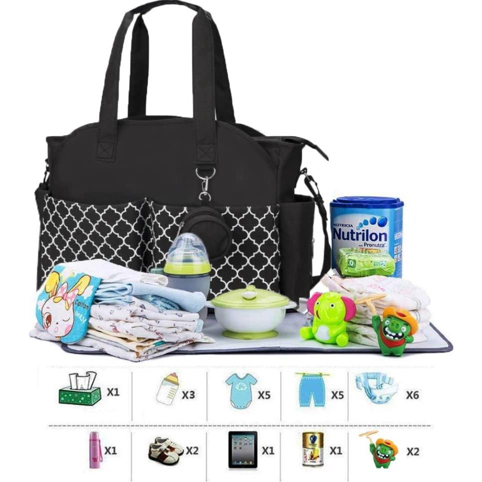 Bolsa de Pañales Tote MEYTEILAY Negra 42x15x33 cm Impermeable