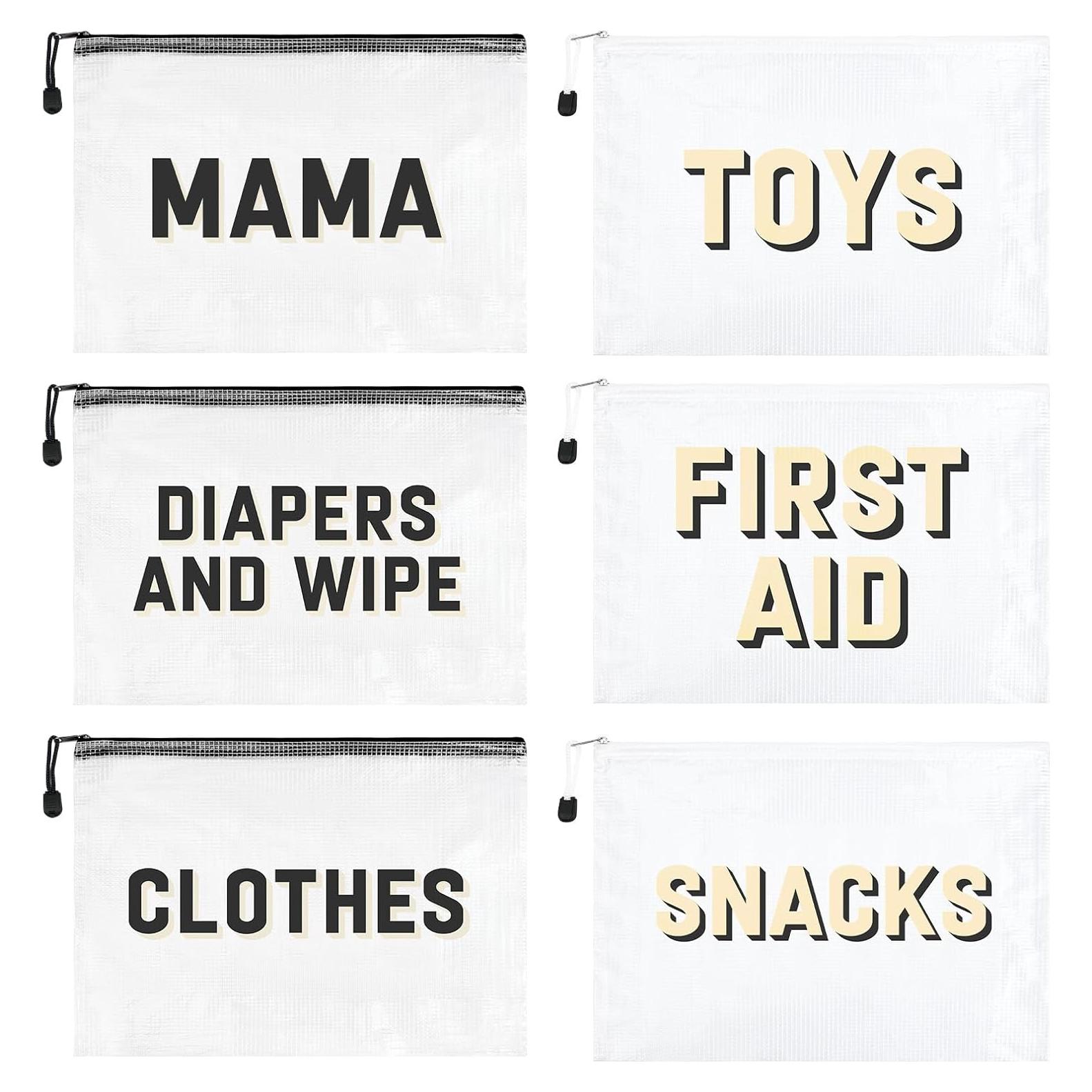6 Bolsas Organizadoras KUIRAN para Pañales y Maternidad - Negro/Blanco