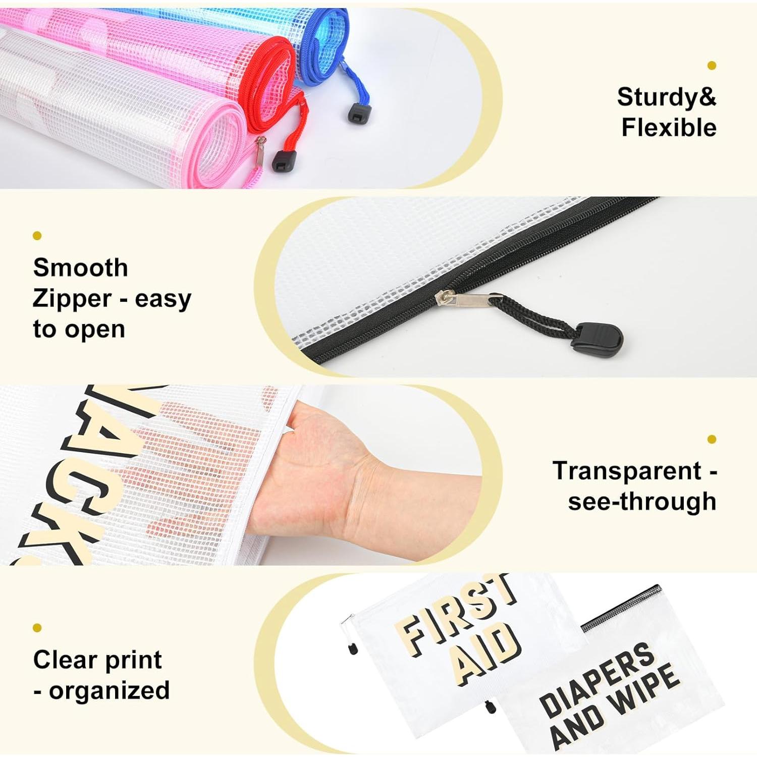 6 Bolsas Organizadoras KUIRAN para Pañales y Maternidad - Negro/Blanco