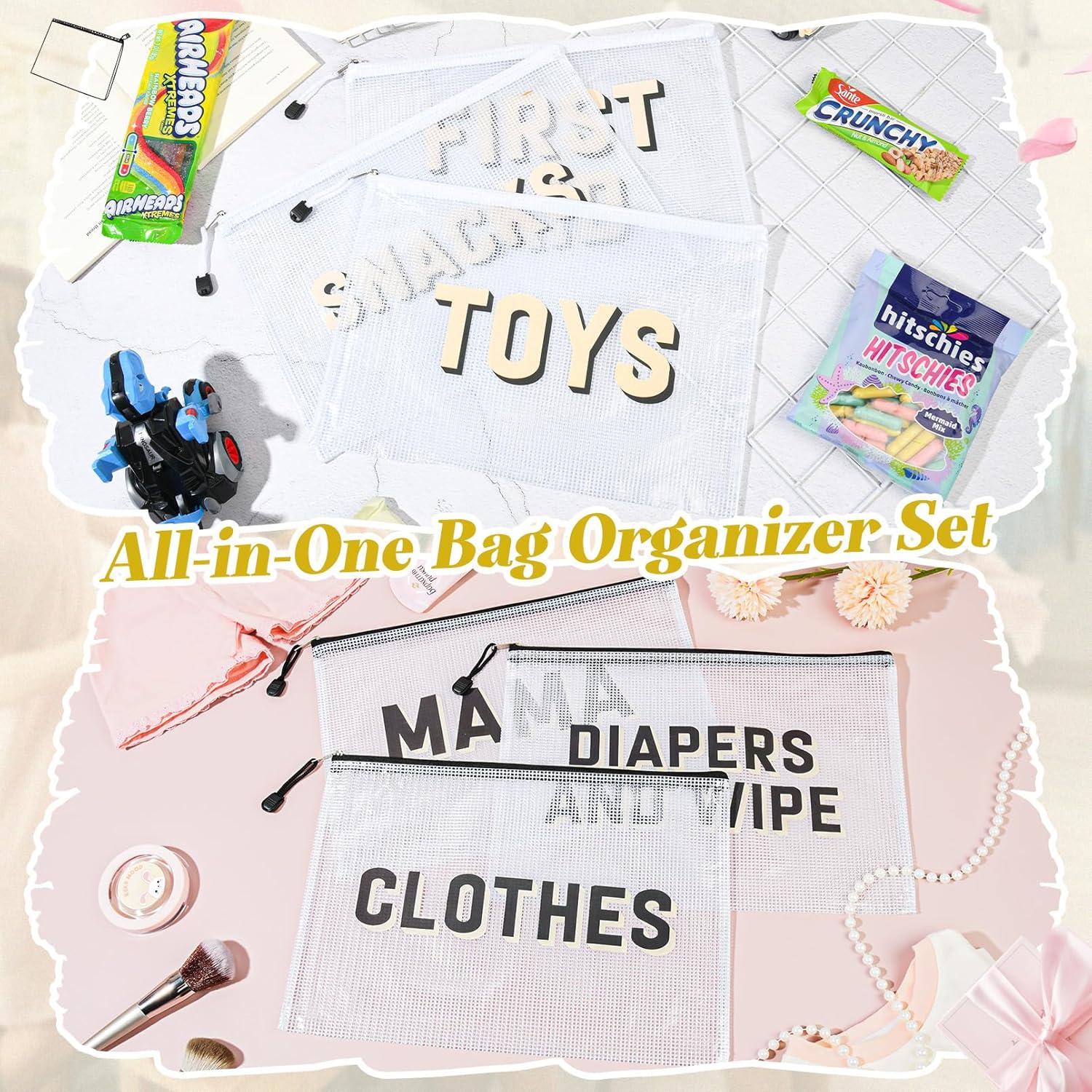 6 Bolsas Organizadoras KUIRAN para Pañales y Maternidad - Negro/Blanco