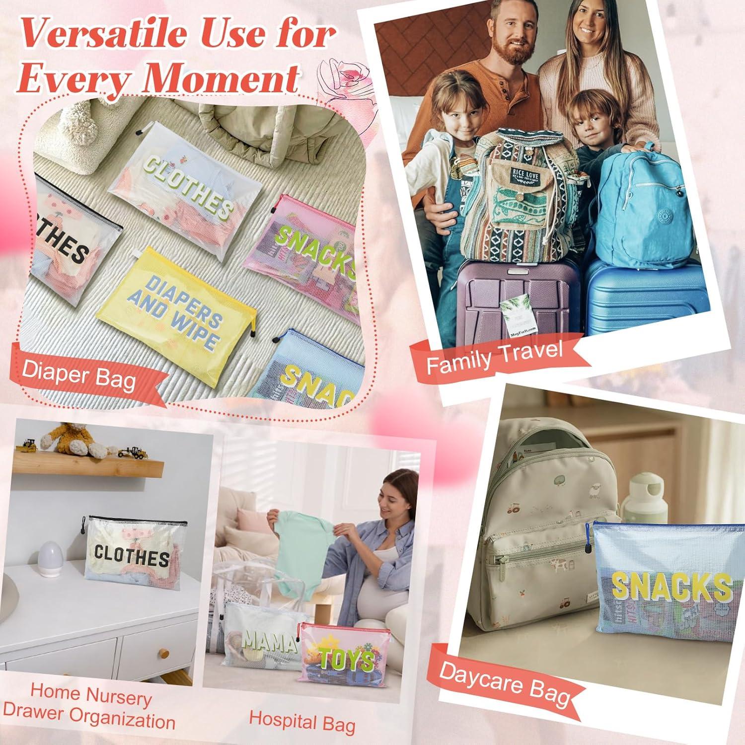 6 Bolsas Organizadoras KUIRAN para Pañales y Maternidad - Negro/Blanco