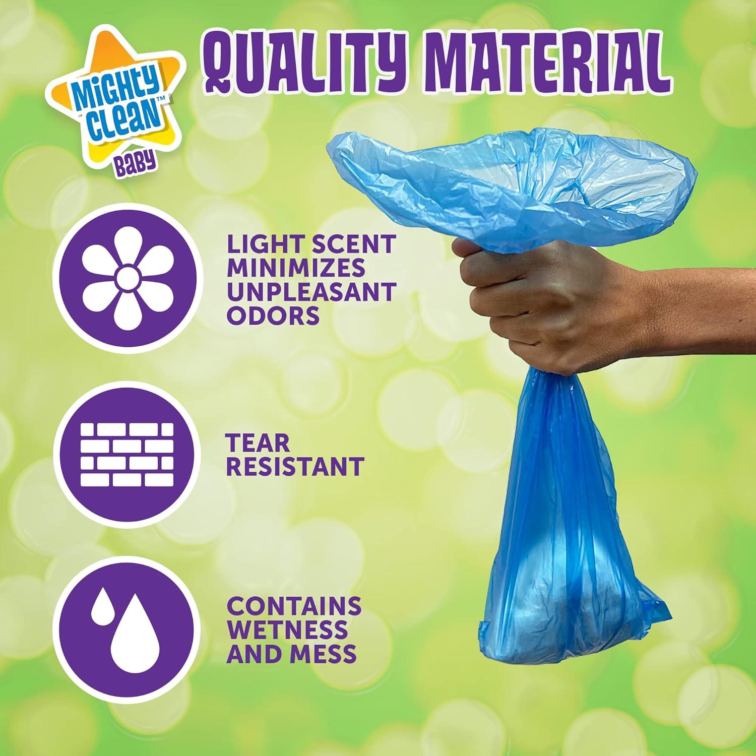 Rollos de Repuesto para Bolsas Desechables Mighty Clean Baby - 144 Unidades Aroma a Polvo