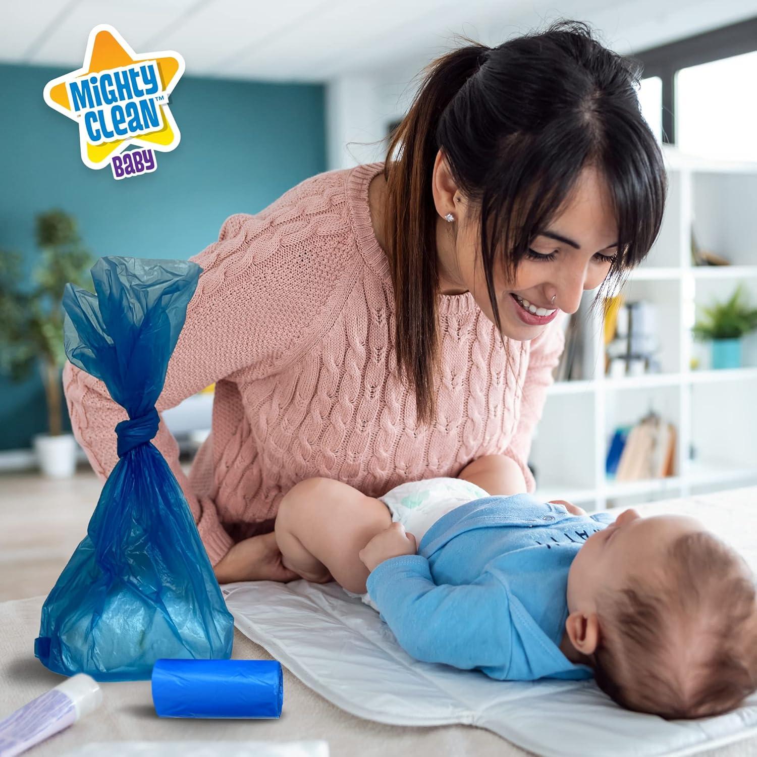 Rollos de Repuesto para Bolsas Desechables Mighty Clean Baby - 144 Unidades Aroma a Polvo