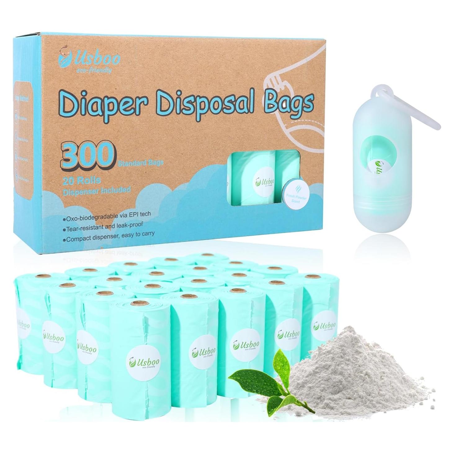 Bolsas Desechables para Pañales USBOO - 300 Unidades Aroma Fresco