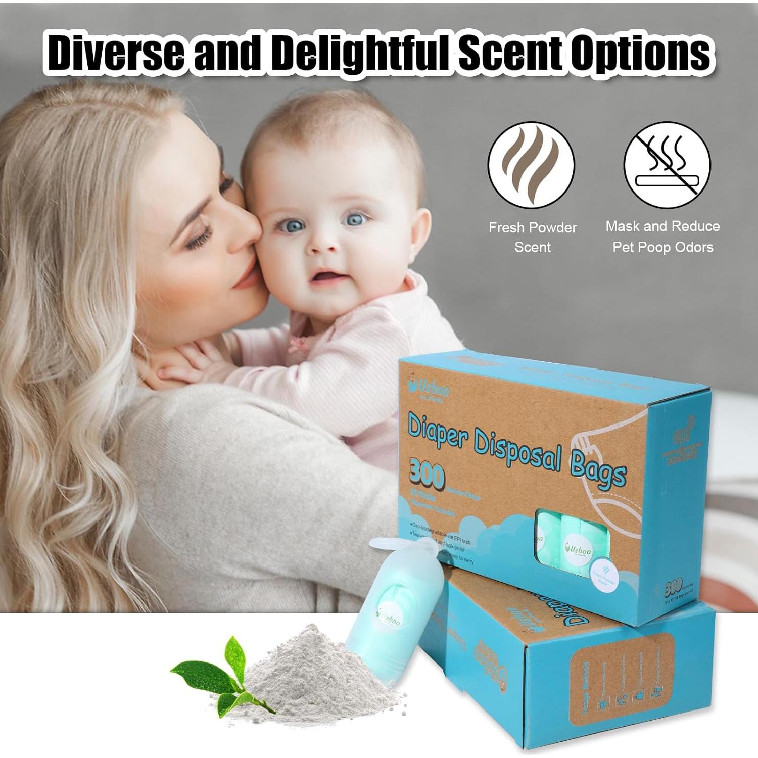 Bolsas Desechables para Pañales USBOO - 300 Unidades Aroma Fresco