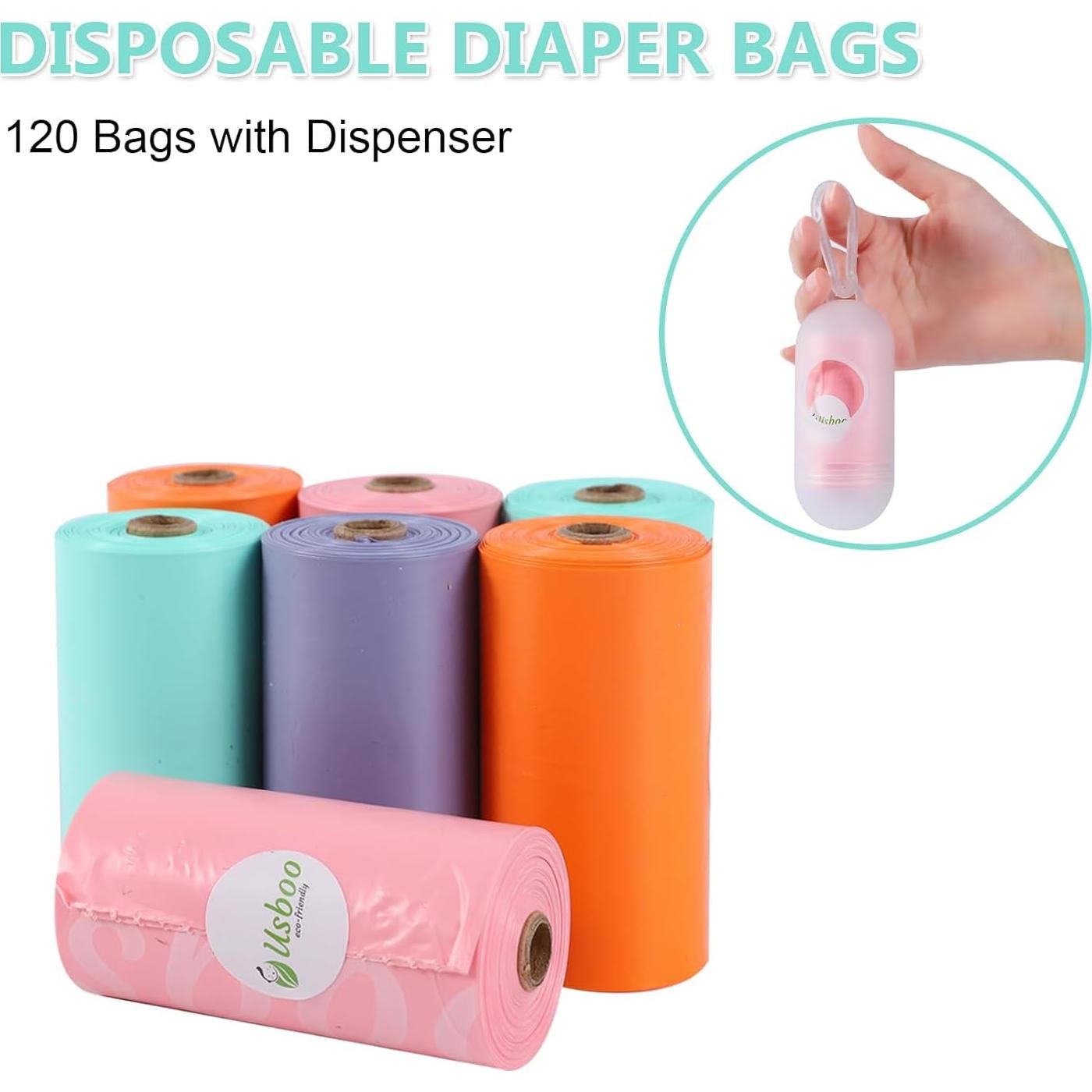 Bolsas Desechables para Pañales Usboo - 120 Unidades Arcoíris