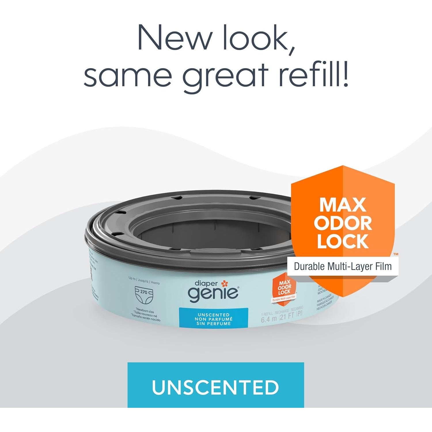 Recargas Diaper Genie 270 Pañales - Paquete de 8 - Max Odor Lock