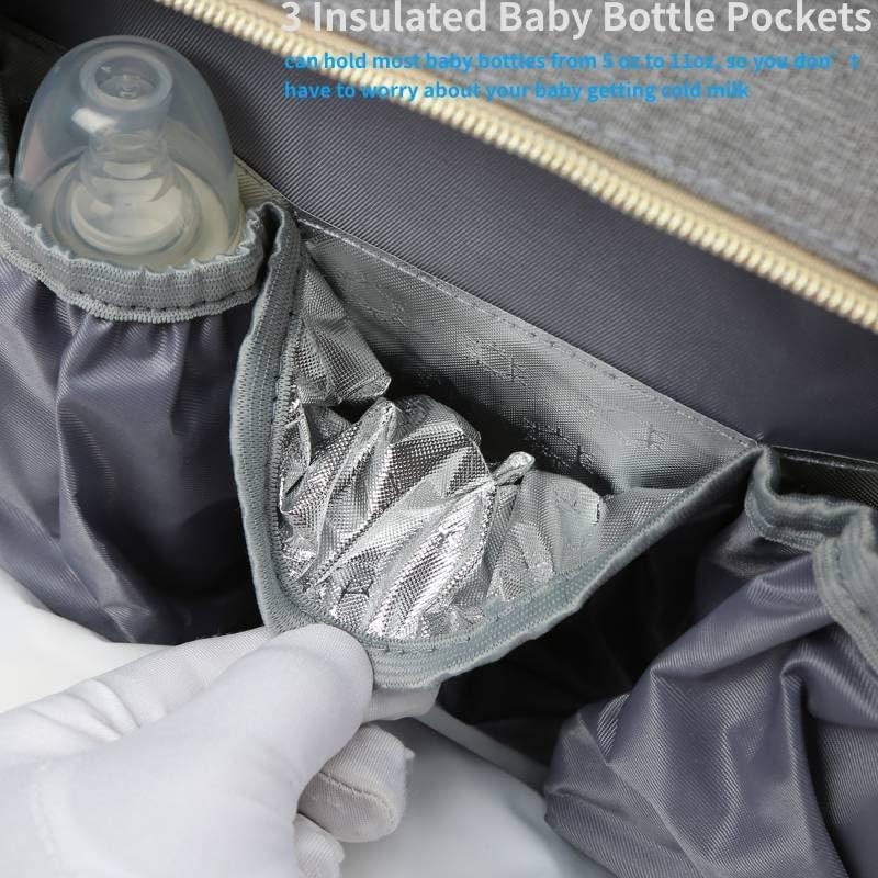 Mochila para Pañales Bebé Gris con Estación de Cambio USB 19L
