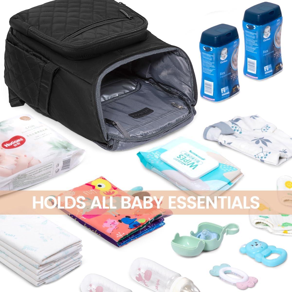 Mochila para Pañales LoveVook Grande Negra con Cambiador