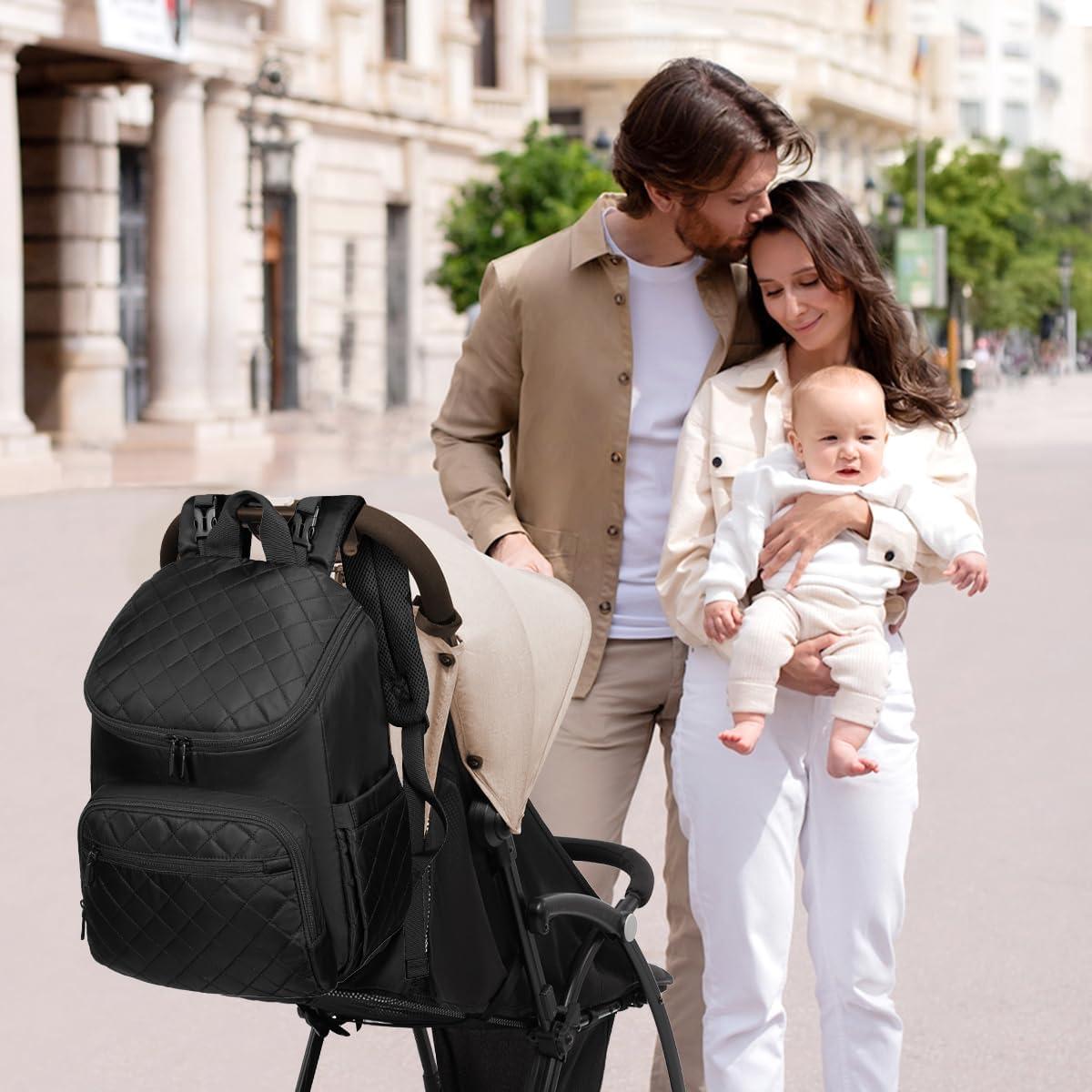 Mochila para Pañales LoveVook Grande Negra con Cambiador