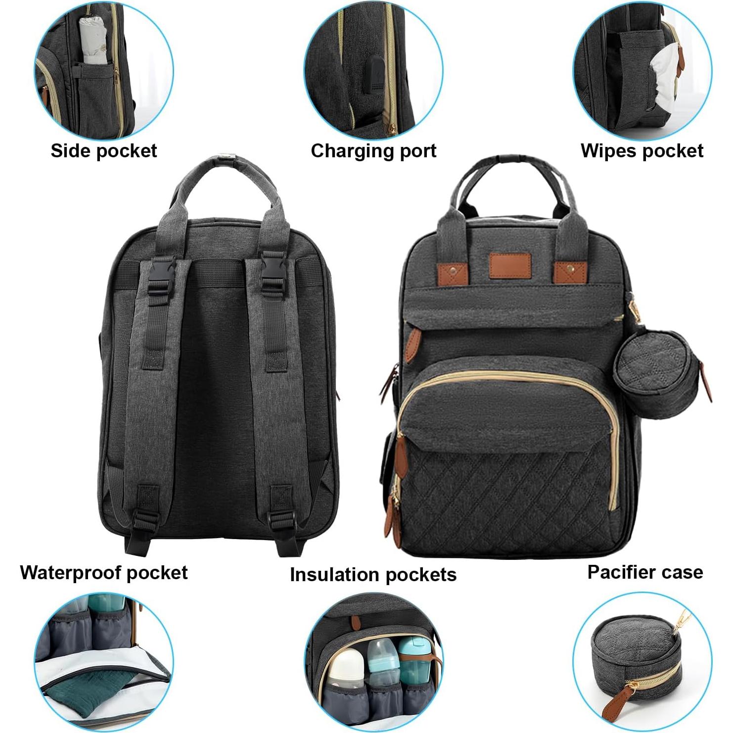 Mochila para Pañales BosiBozi Negra Impermeable 20L
