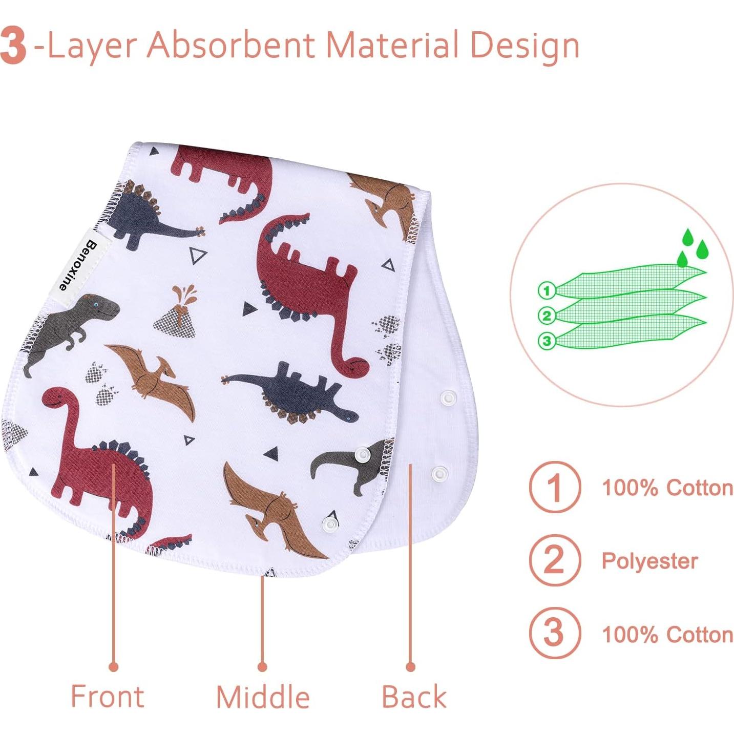 Paños de Eructo 2 en 1 Multicolor 100% Algodón Absorbente