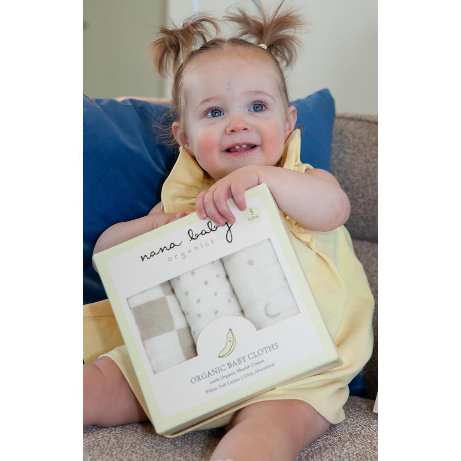 Pañales para Eructar Nana Baby Orgánicos 100% Algodón - Set de 3