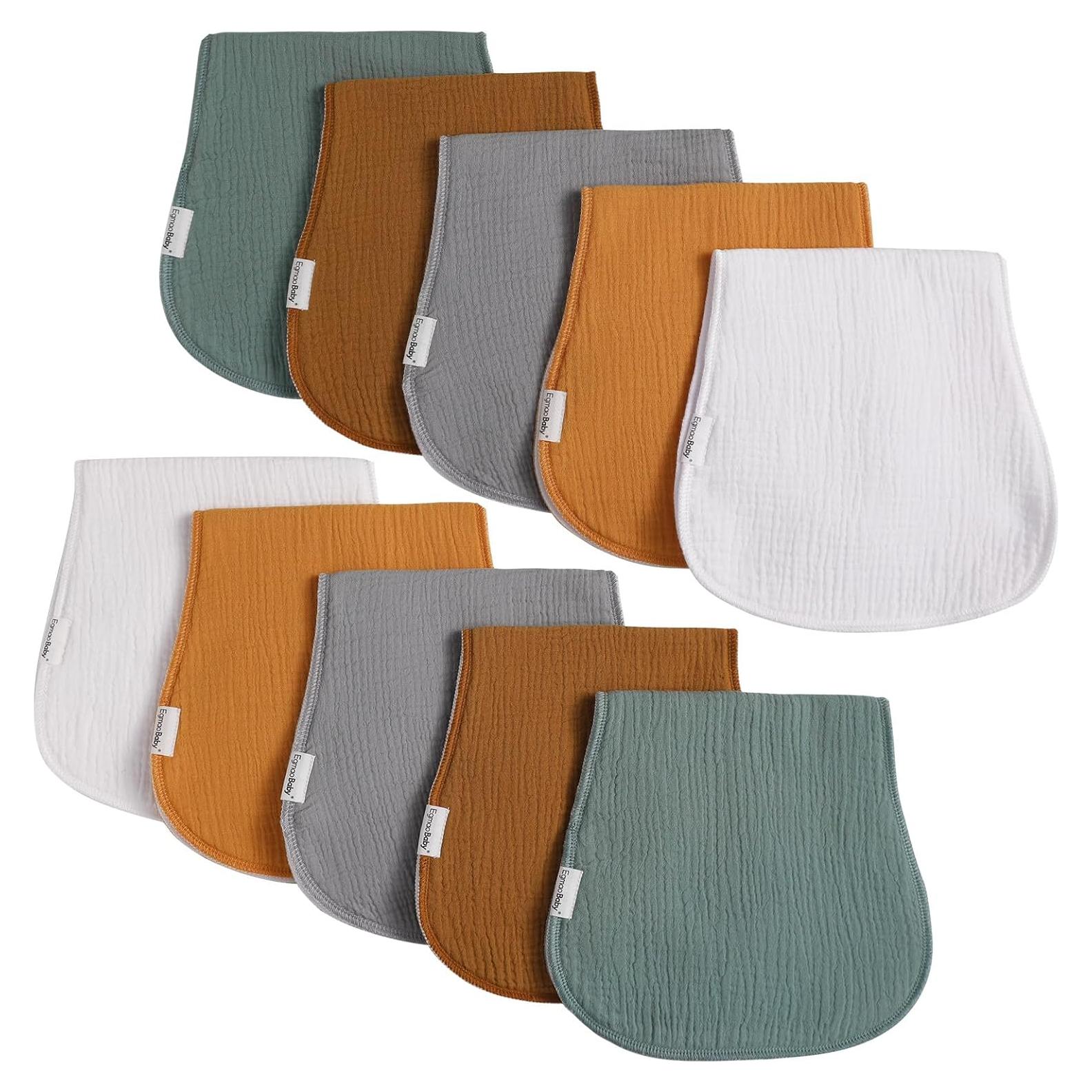 Paños de Eructo de Muselina Orgánica Egmao - 10 Piezas 50.8x25.4cm