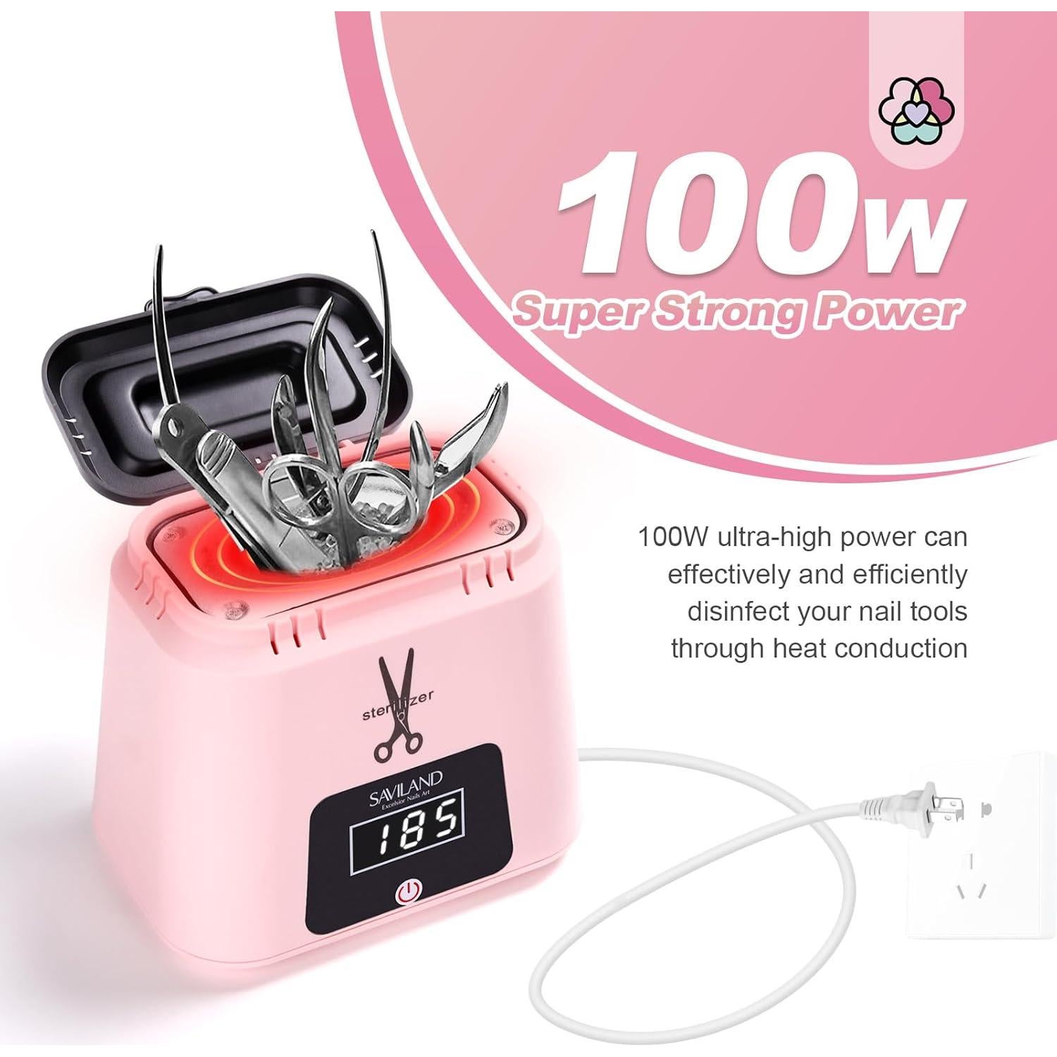 Esterilizador de Herramientas de Uñas Saviland Rosa 185°C