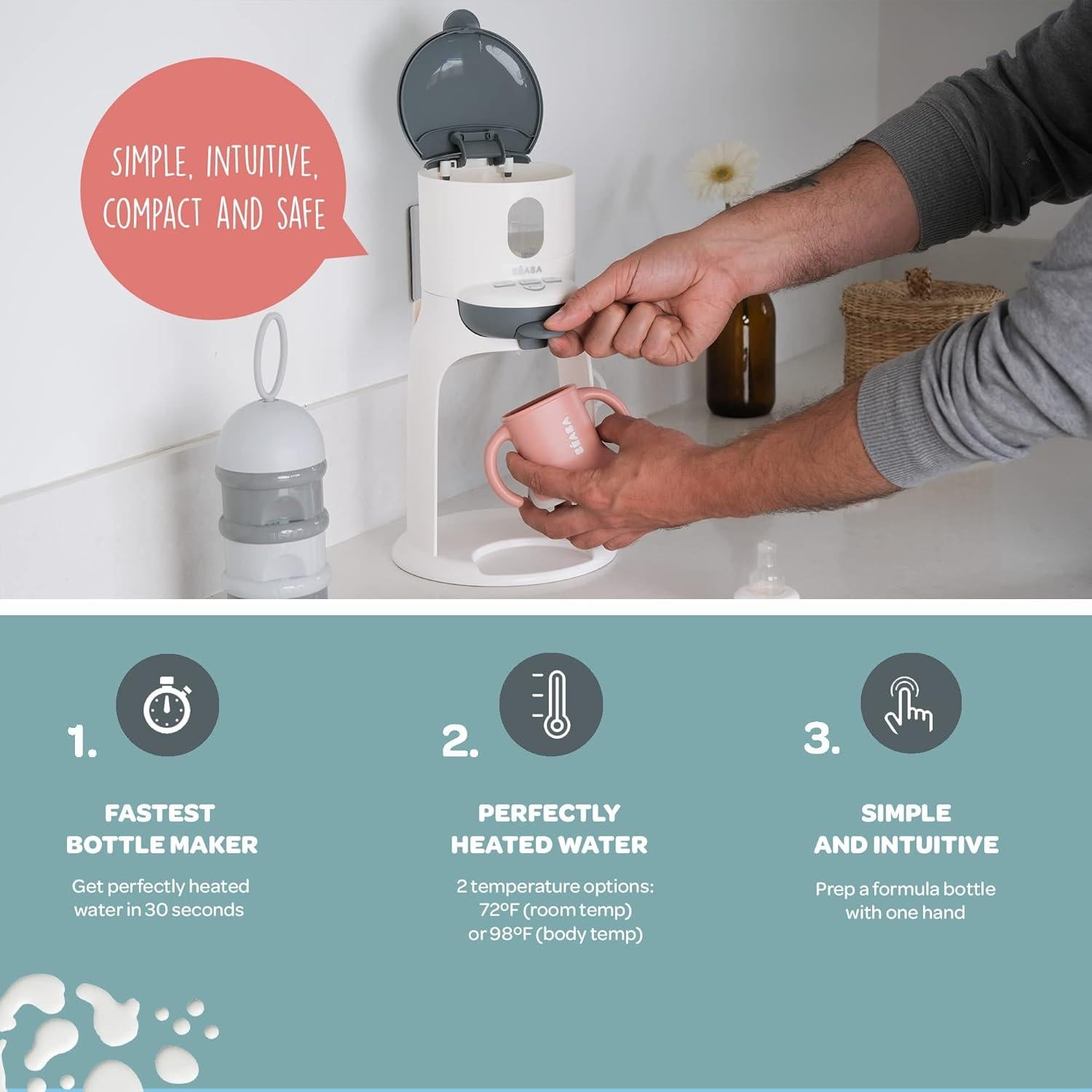 Calentador de Agua Rápido BEABA Bib'Expresso Gris 1.18 kg