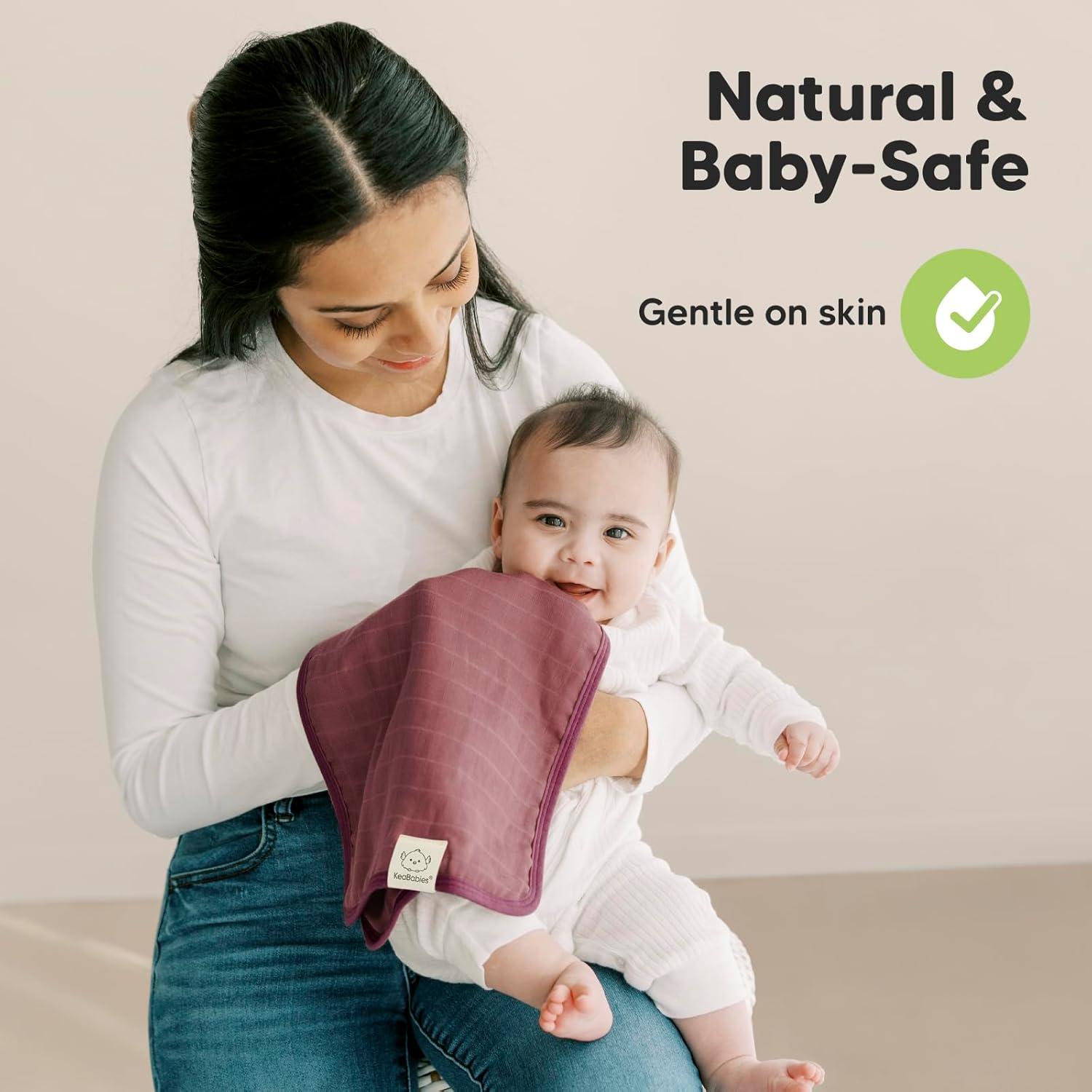 Paquete de 5 Paños de Eructo KeaBabies - Muselina Orgánica Suave