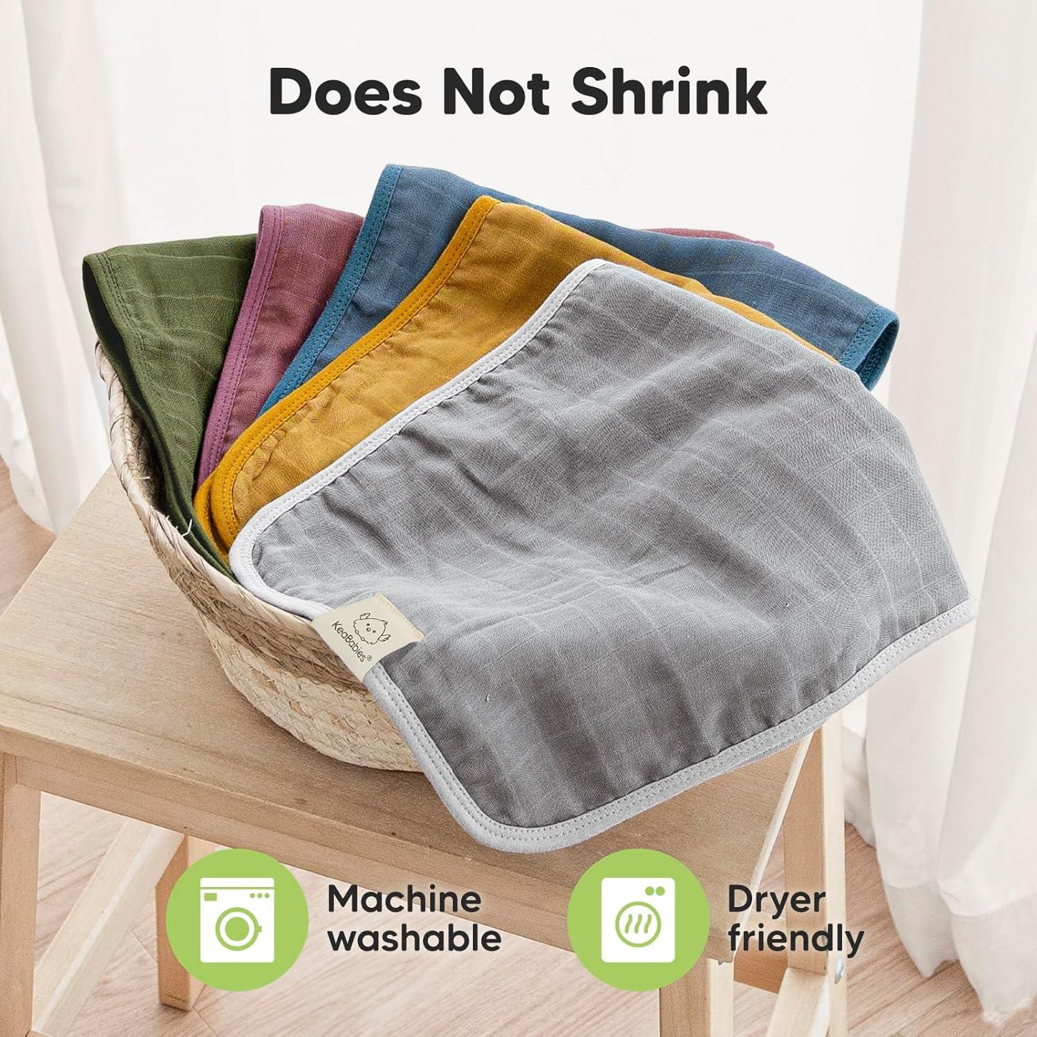 Paquete de 5 Paños de Eructo KeaBabies - Muselina Orgánica Suave