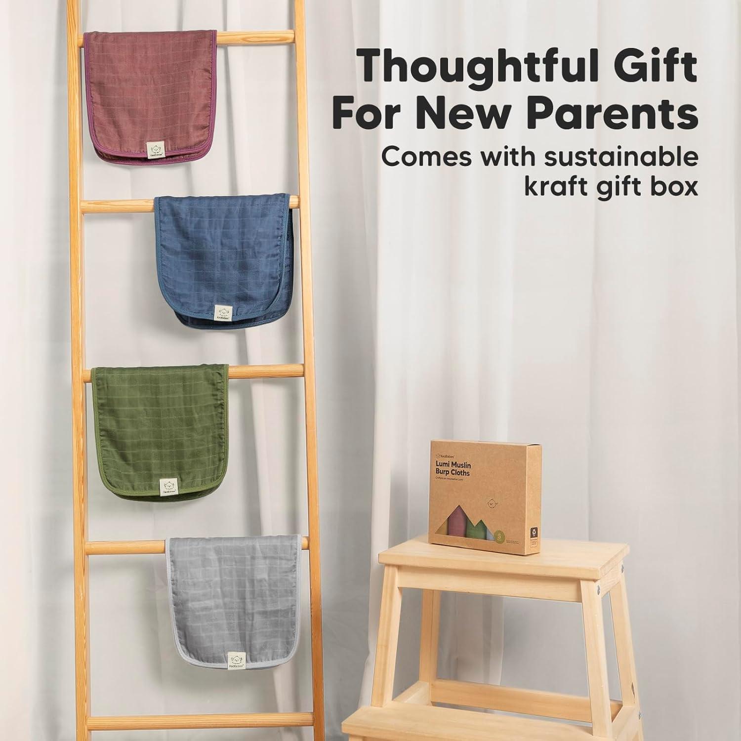 Paquete de 5 Paños de Eructo KeaBabies - Muselina Orgánica Suave