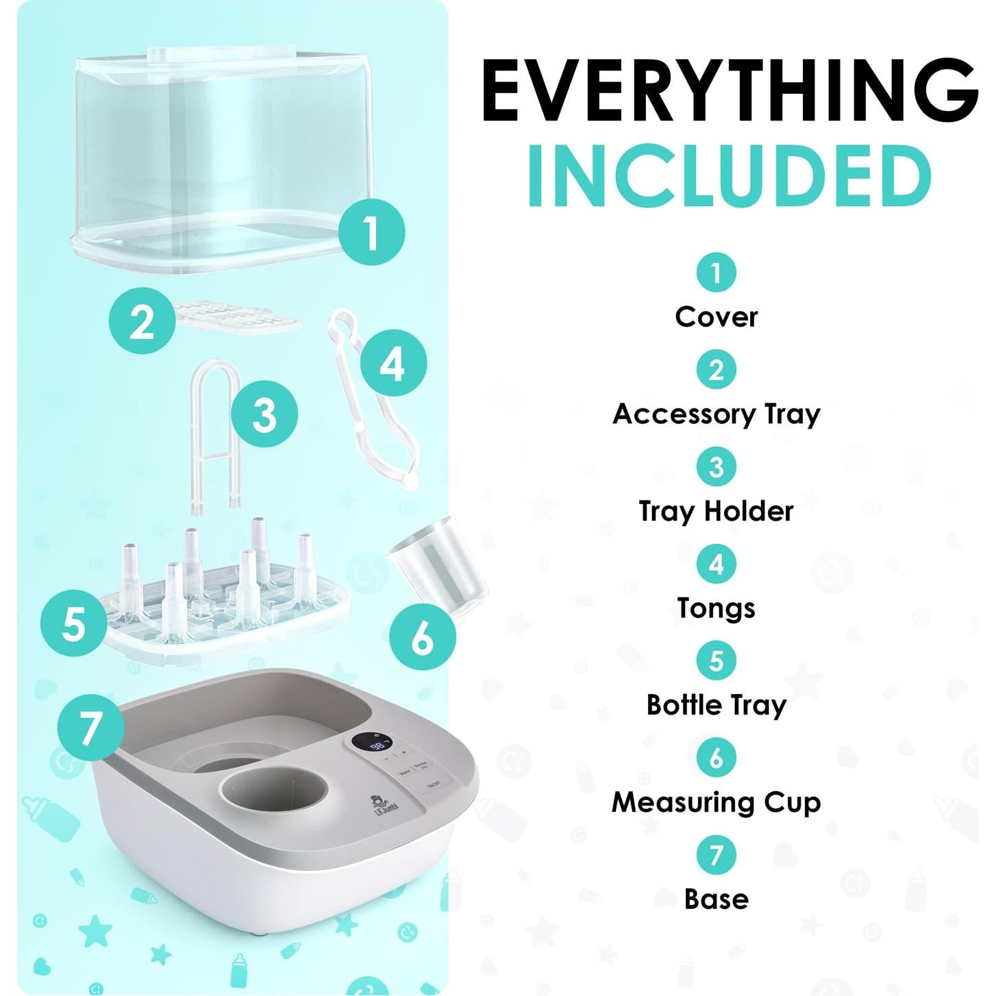 Esterilizador y Secador de Biberones Lil' Jumbl 2 en 1, 6 Biberones