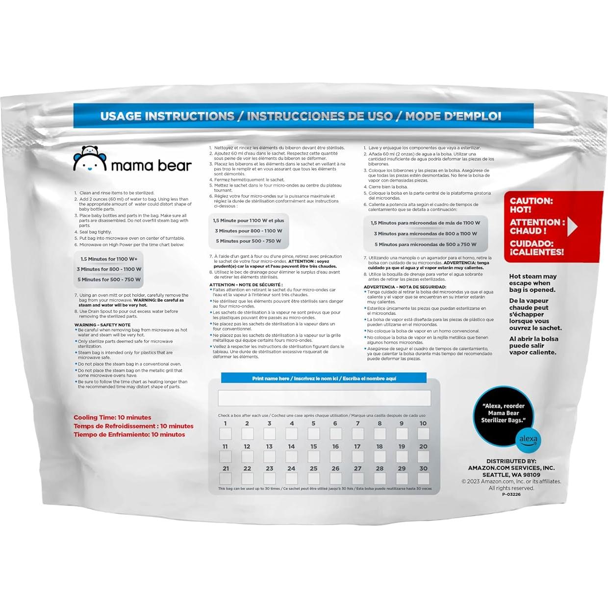 Bolsas Esterilizadoras Mama Bear - 10 Unidades - Libre de BPA