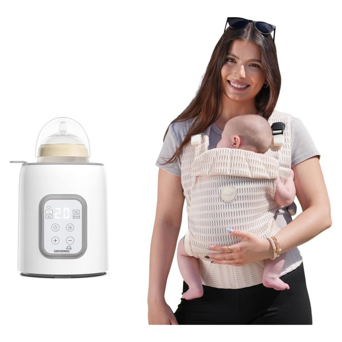 Calentador de Biberones Rápido 8 en 1 GROWNSY Gris con Portabebés