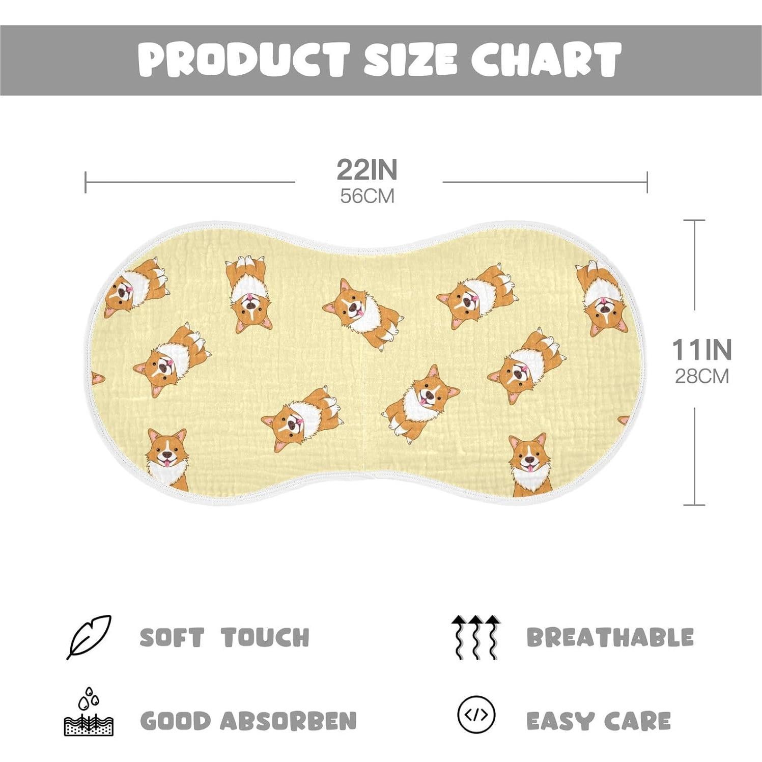 Paquete de 4 Pañales para Eructos Bebé YYZZH Corgi 56x28cm