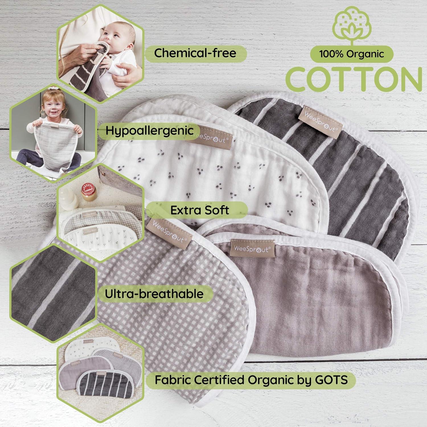 Pañales de Algodón Orgánico WeeSprout, Set de 4, Ultra-Absorbentes