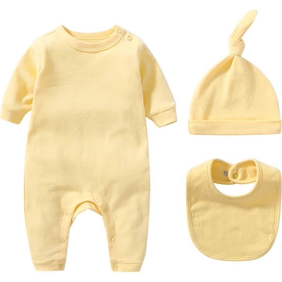 Conjunto 6 en 1 Bebé Algodón Orgánico Amarillo 0-3 Meses