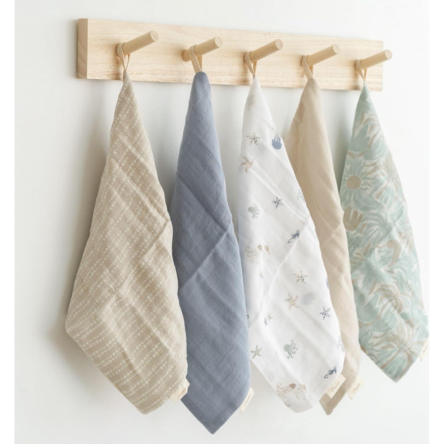 Juego de Paños de Baño Crane 100% Algodón Vida Marina 5 Pzas