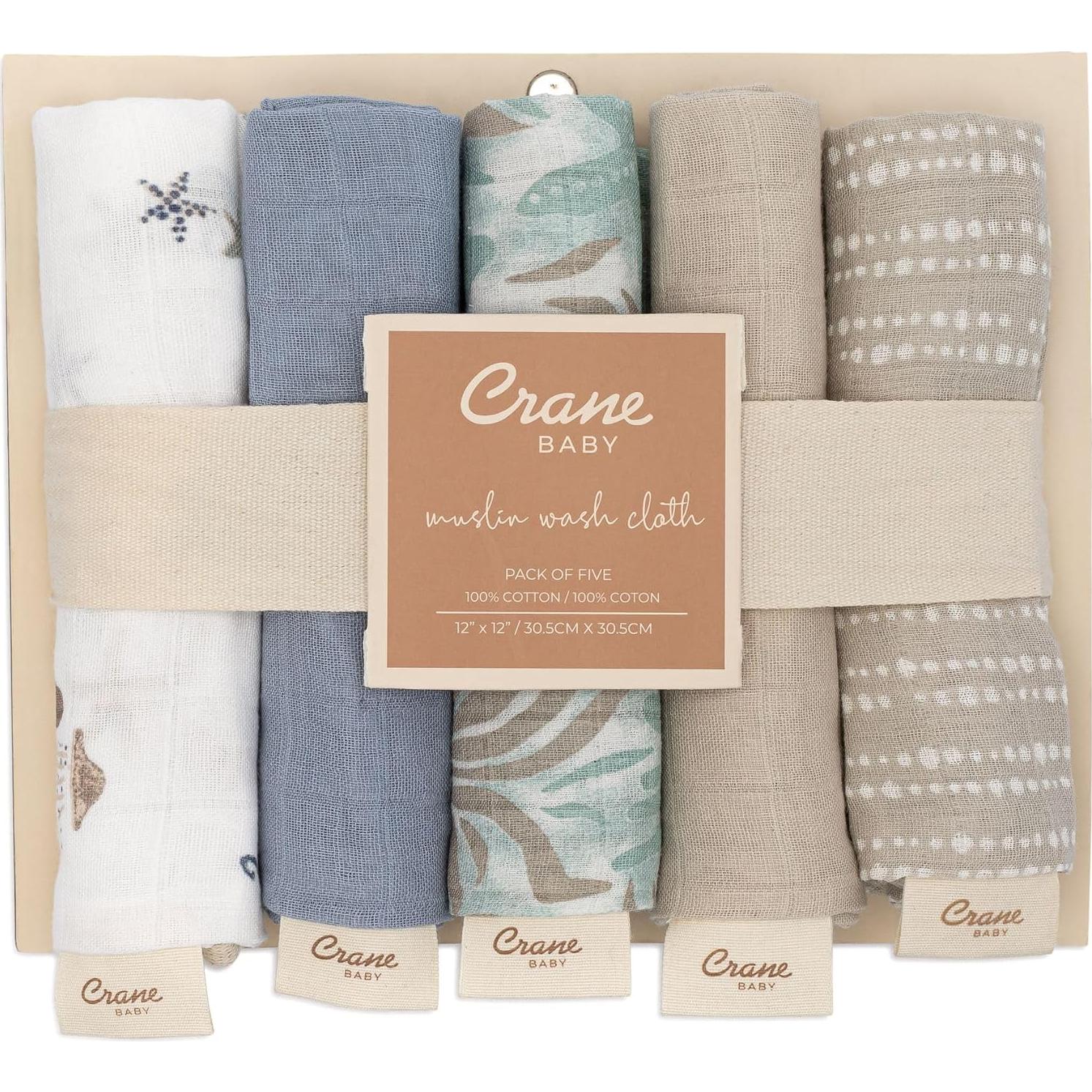 Juego de Paños de Baño Crane 100% Algodón Vida Marina 5 Pzas