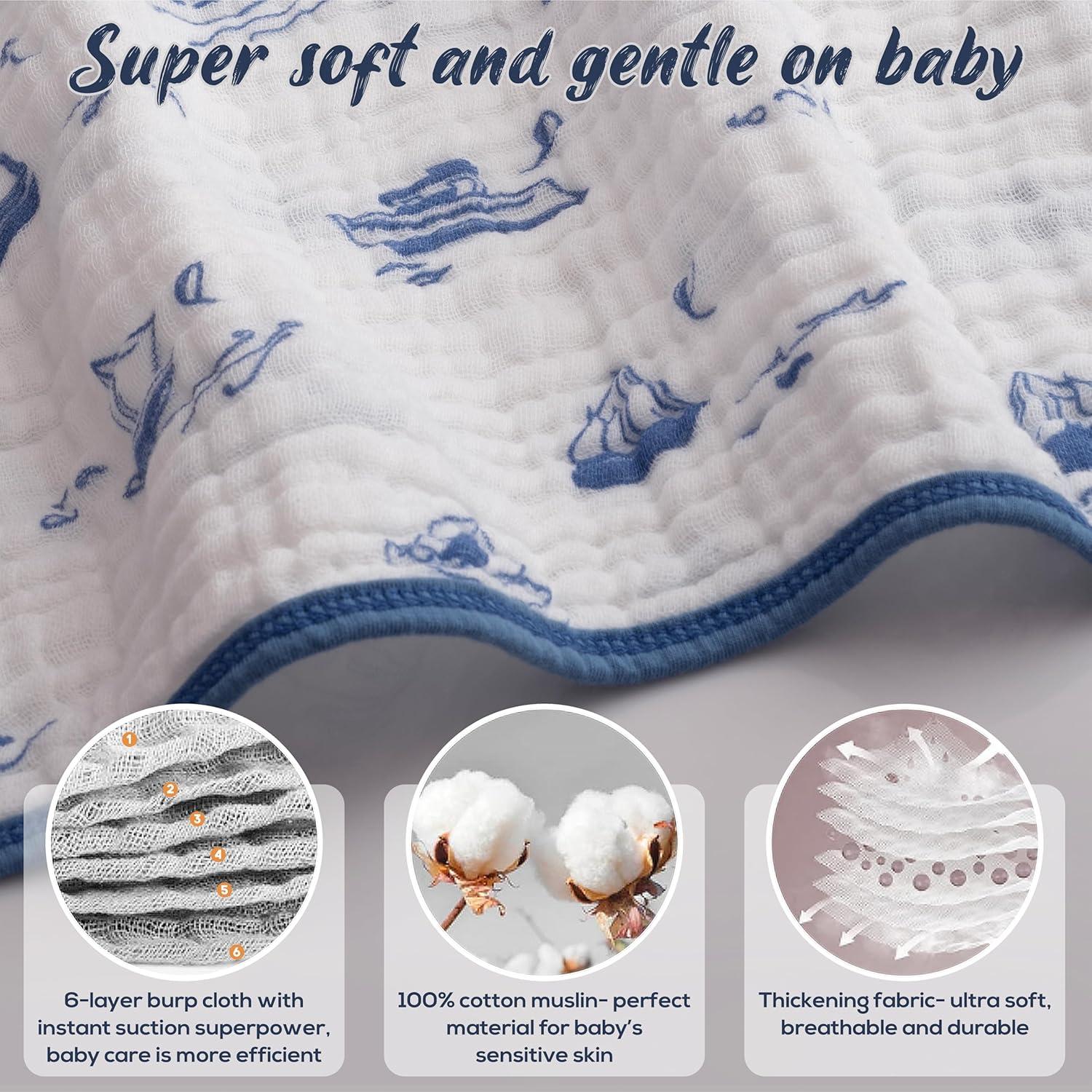 Paños de Eructo LILY O LAUREL 100% Algodón Muslin 8 Piezas