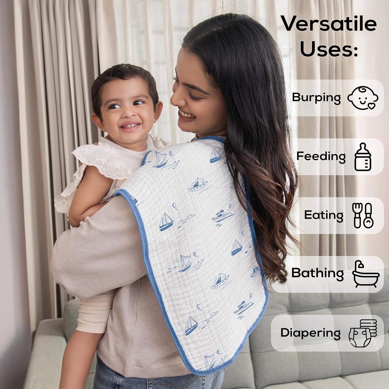 Paños de Eructo LILY O LAUREL 100% Algodón Muslin 8 Piezas