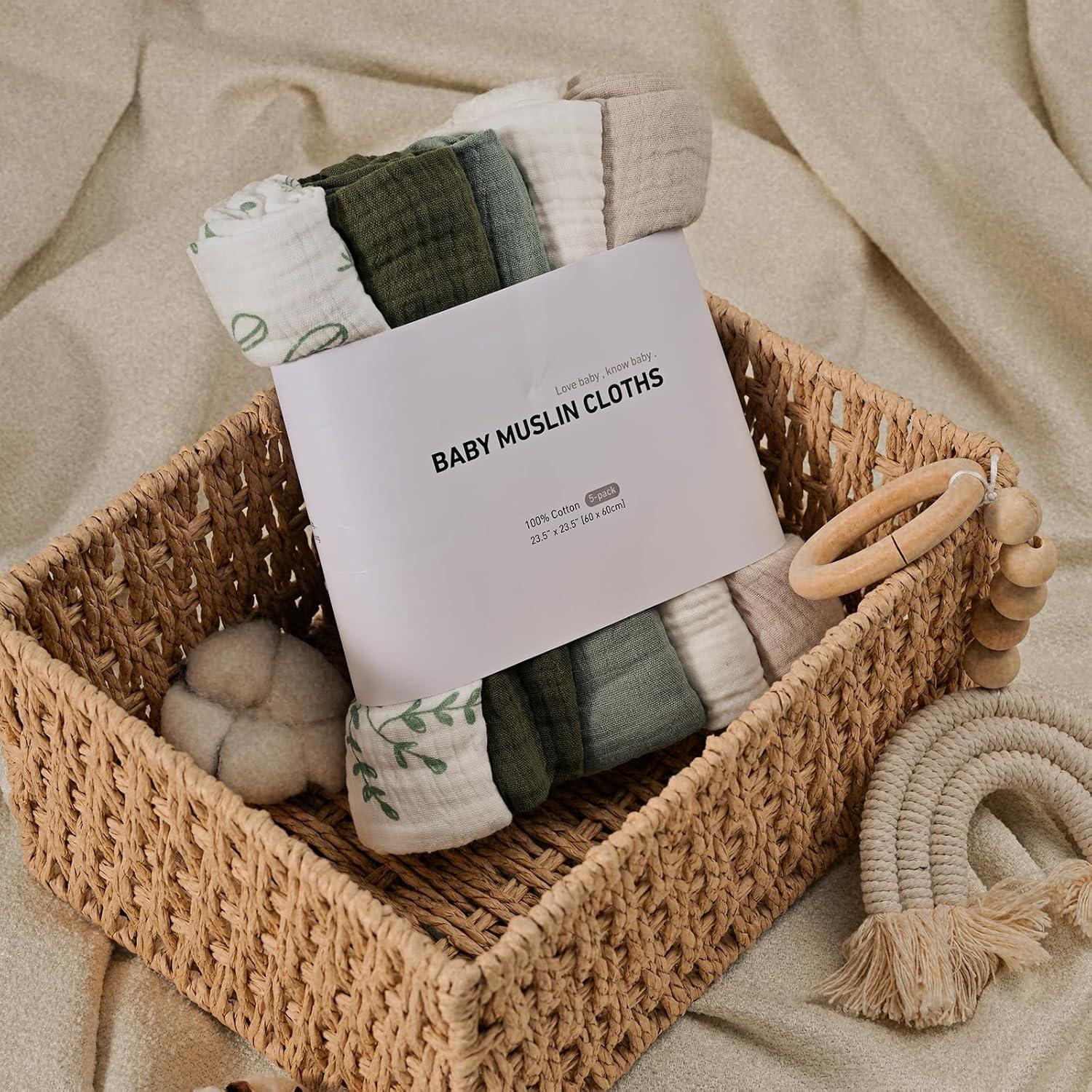 Mantas de Muselina LYRICHOM BABY 5 Unidades 60x60cm Neutras