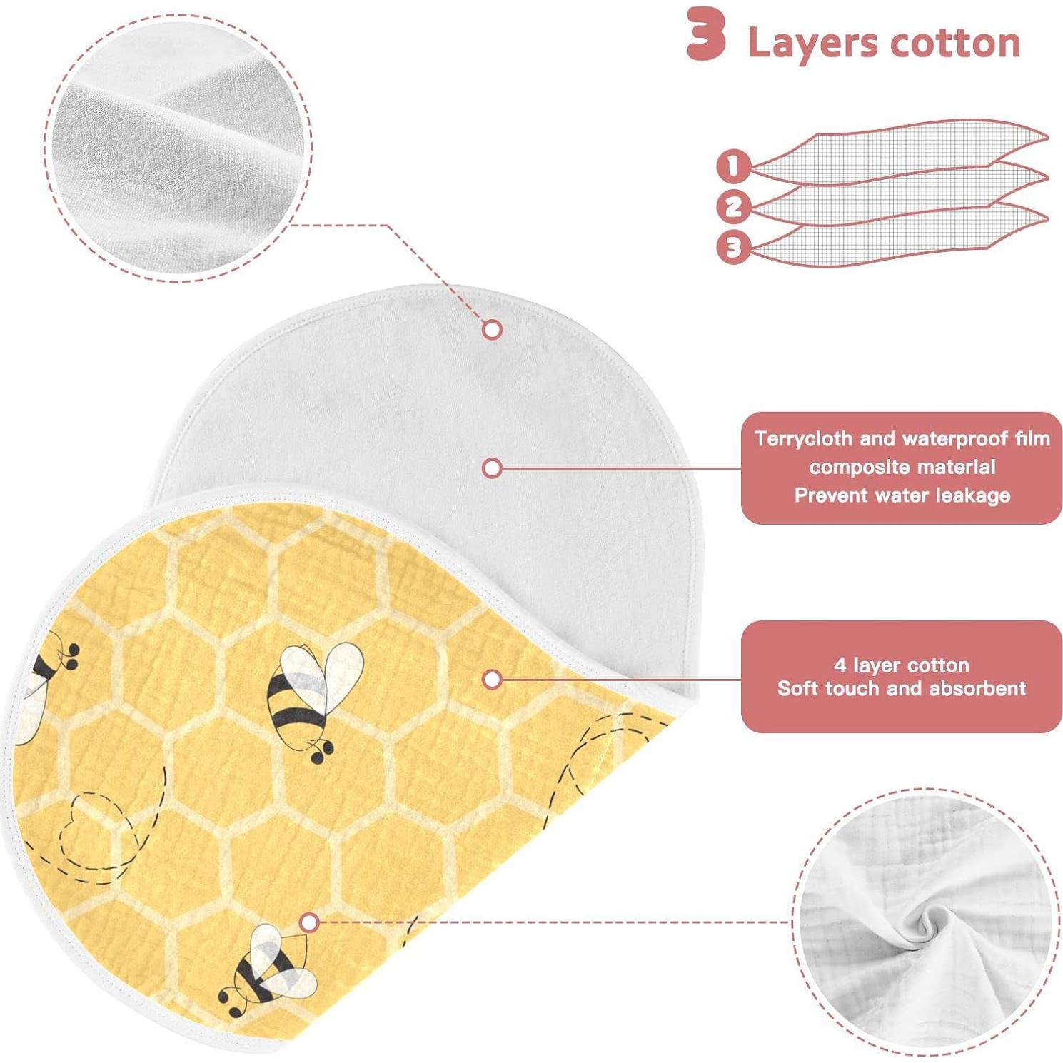 Pañales de Algodón YYZZH Linda Abeja 4 Piezas 56x28 cm