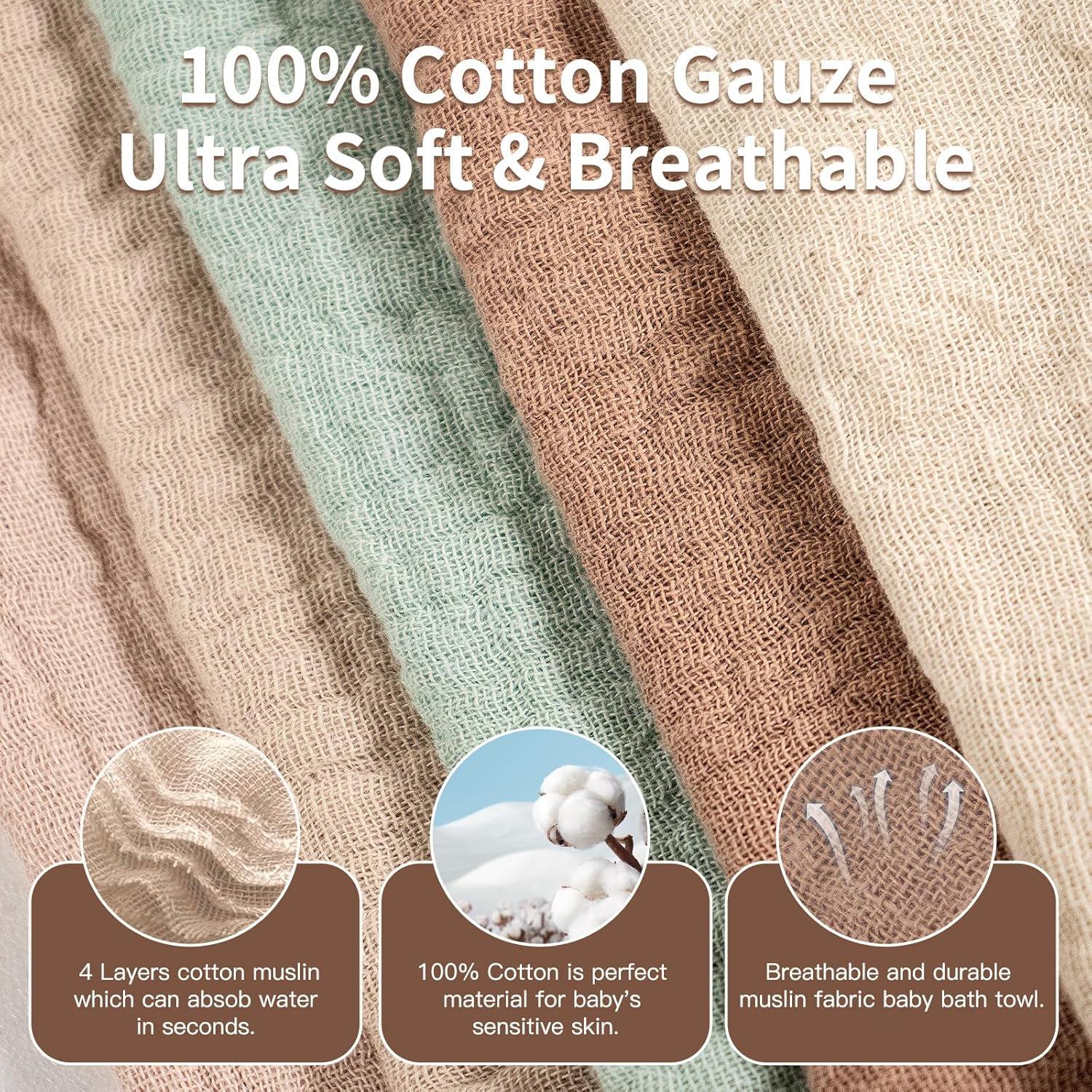 Set de 5 Toallitas de Muselina GULIFAN 100% Algodón para Bebés