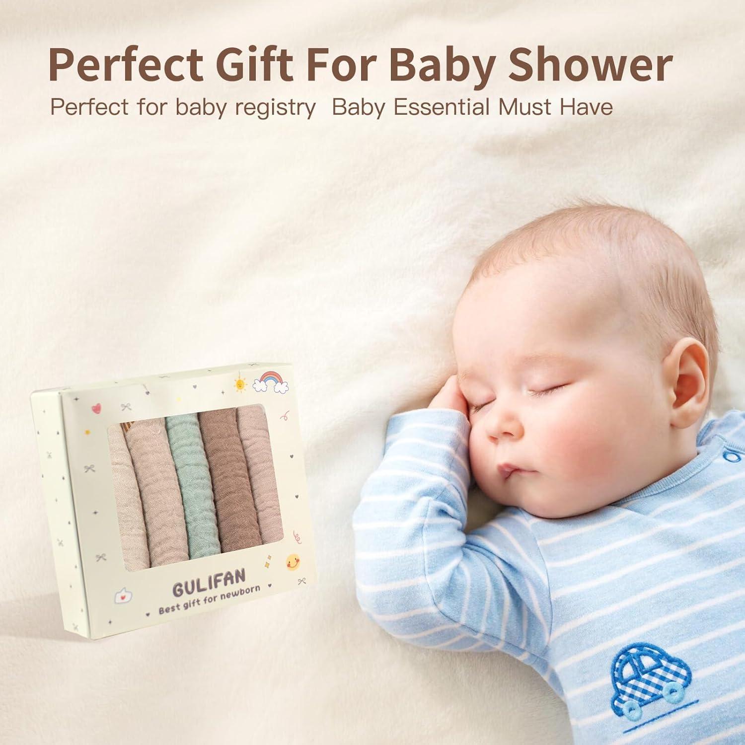 Set de 5 Toallitas de Muselina GULIFAN 100% Algodón para Bebés