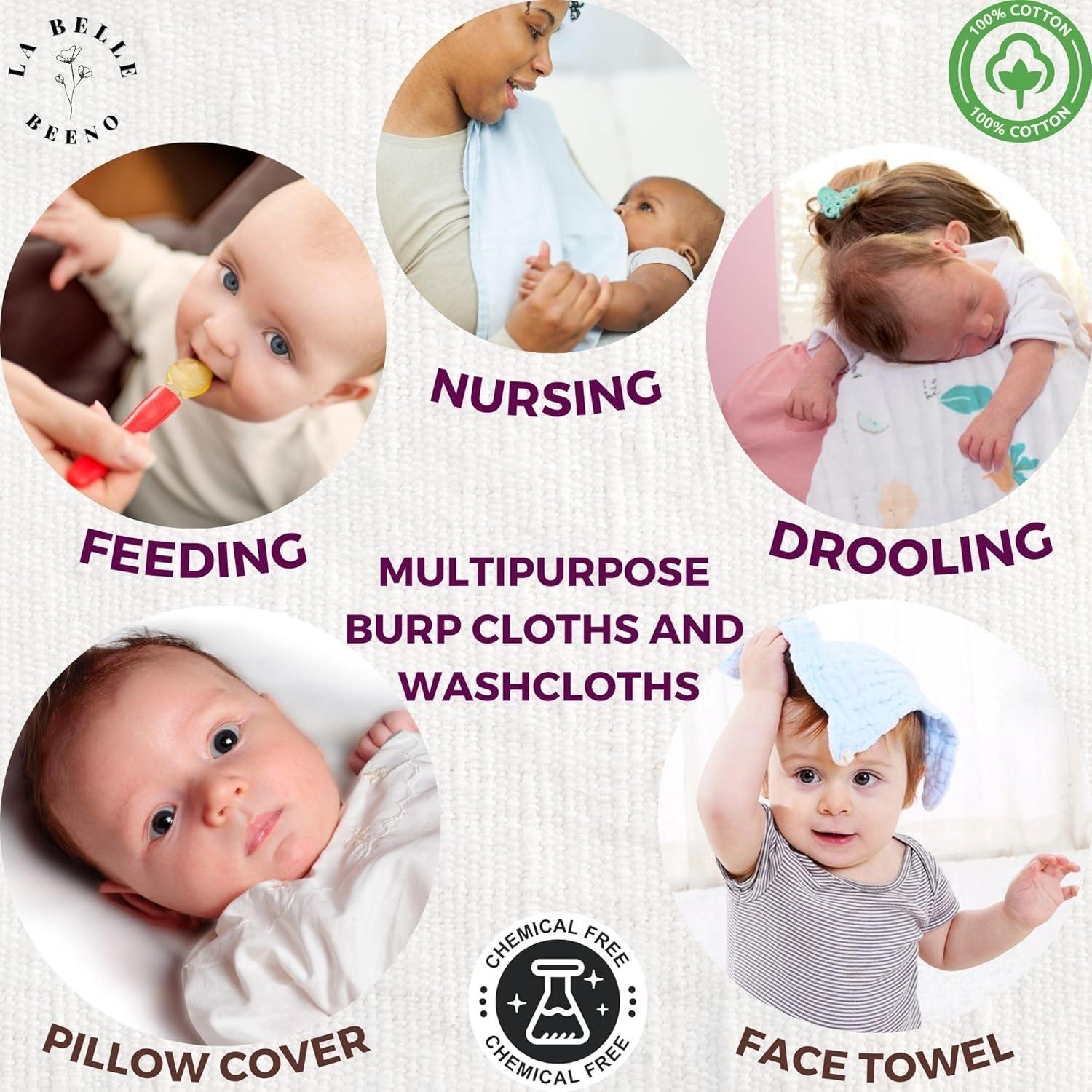 Toallitas de Muselina 100% Algodón La Belle Beeno - Set 11 Piezas