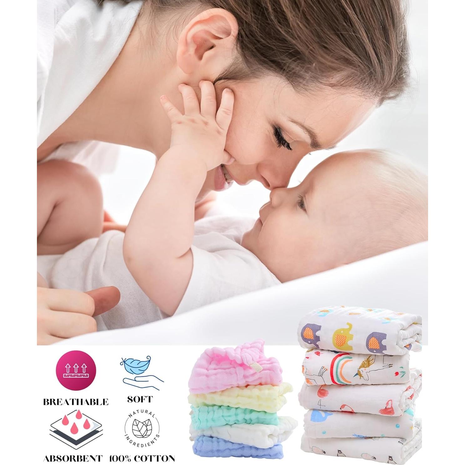 Toallitas de Muselina 100% Algodón La Belle Beeno - Set 11 Piezas