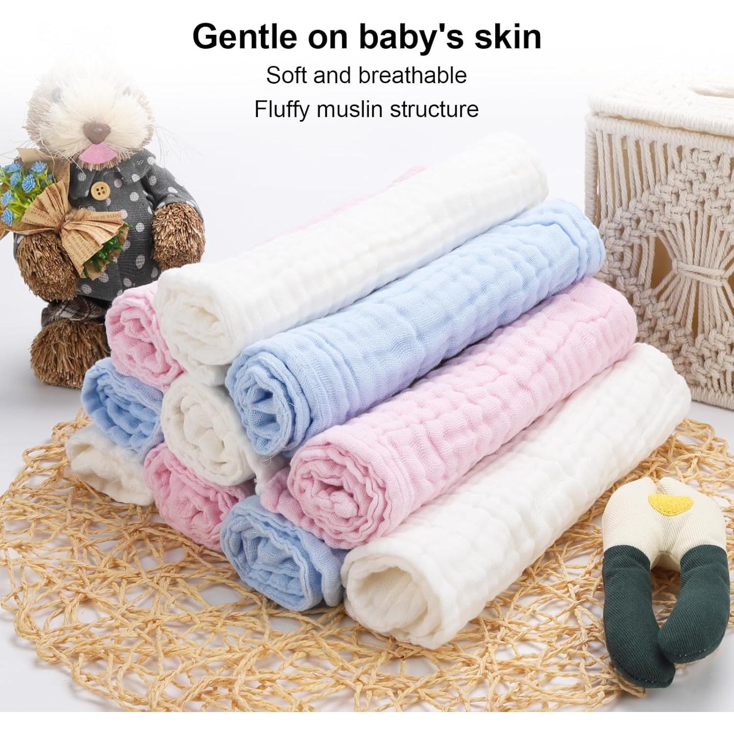 Paquete de 10 Paños de Muselina Arnzion 100% Algodón 6 Capas