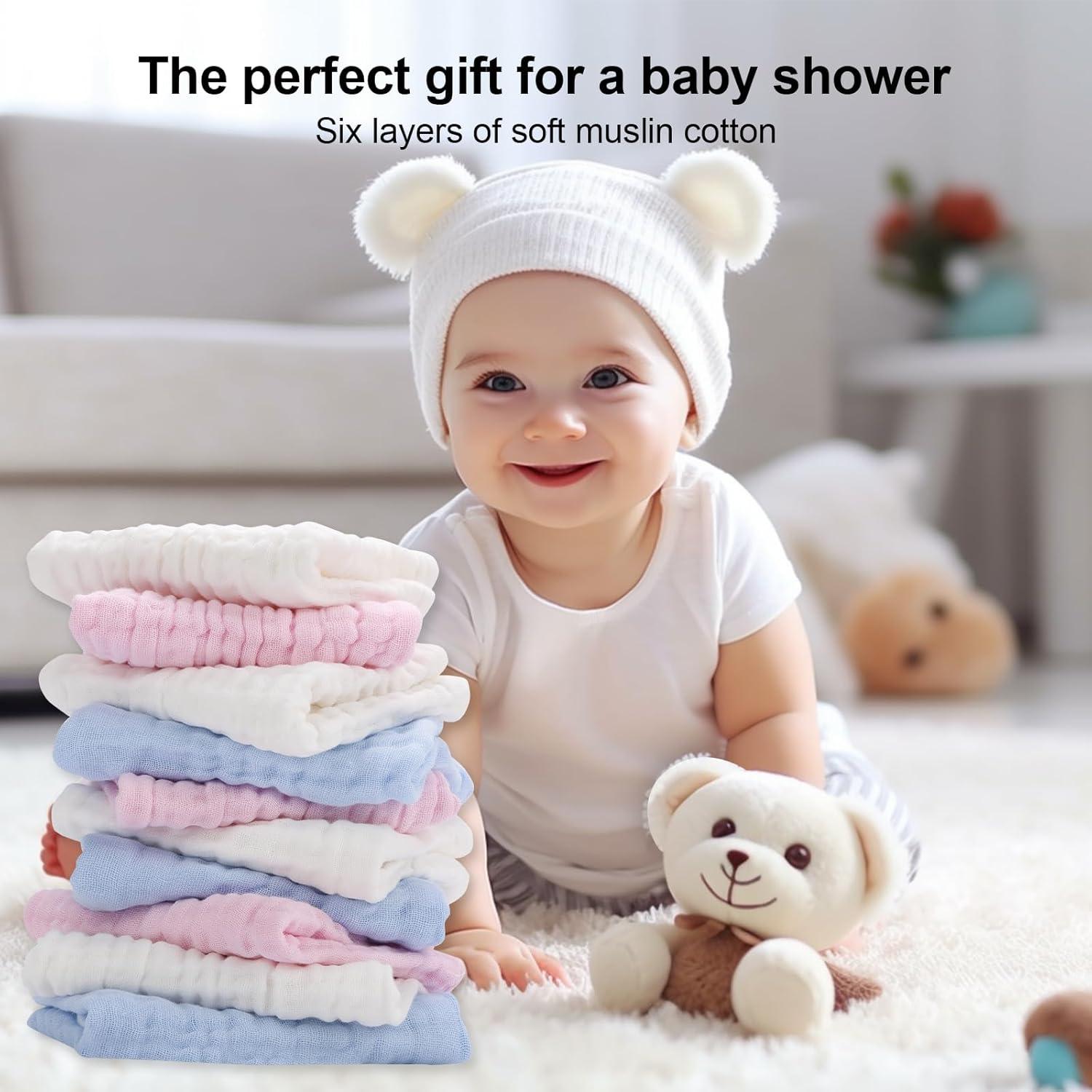 Paquete de 10 Paños de Muselina Arnzion 100% Algodón 6 Capas