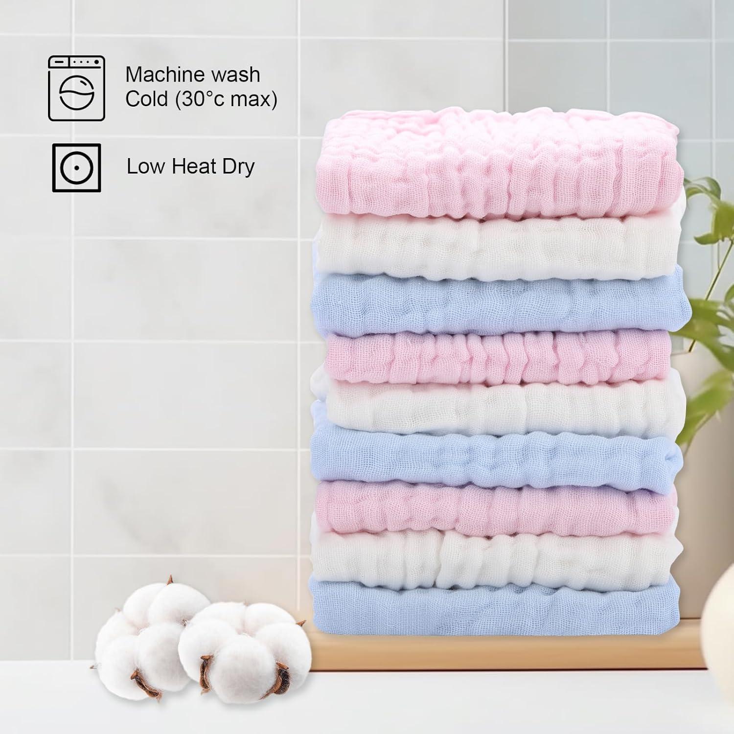 Paquete de 10 Paños de Muselina Arnzion 100% Algodón 6 Capas