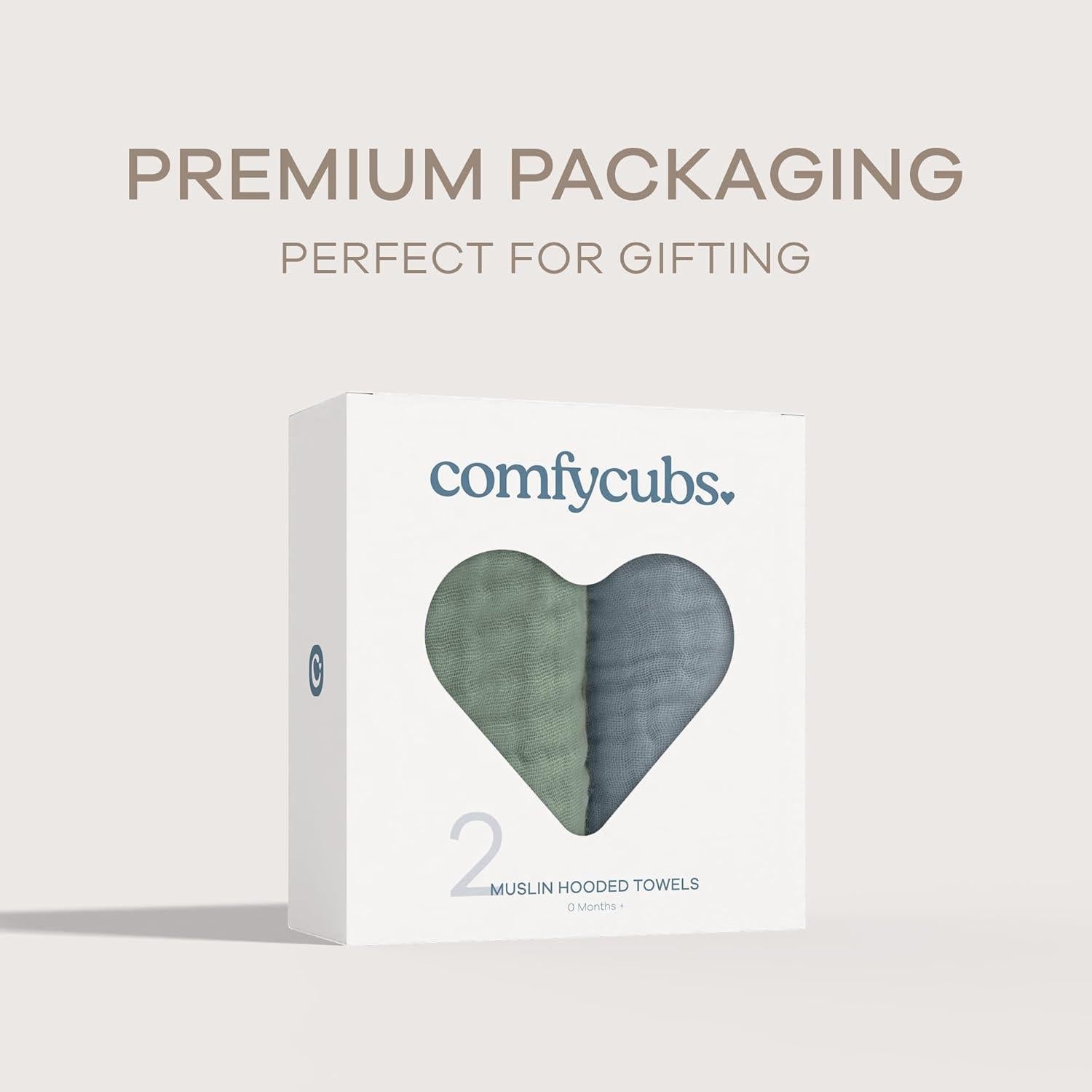 Toalla con Capucha Comfy Cubs 2-Pack 81x81cm Algodón Muselina