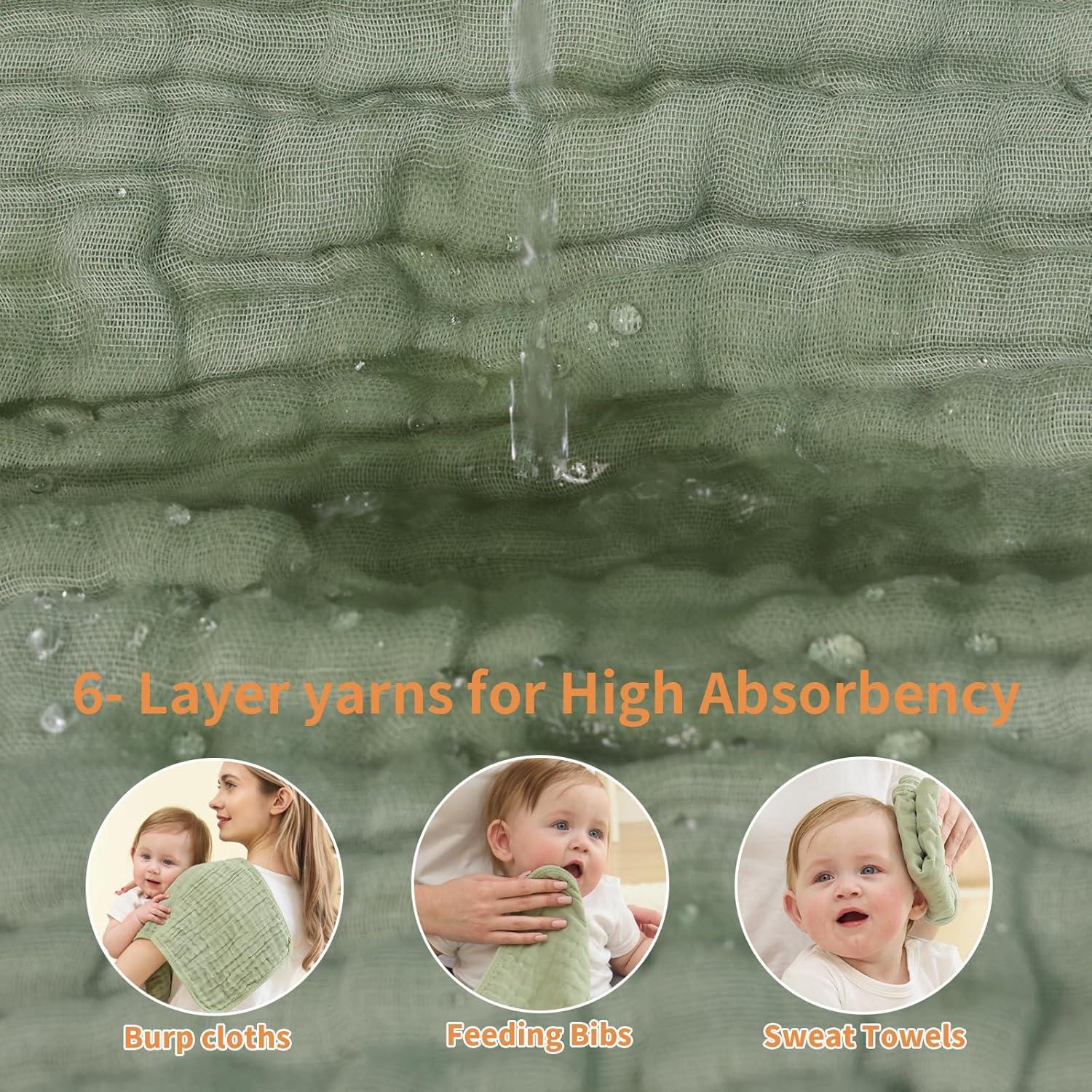 Conjunto de Pañales de Muselina Fhealkid 100% Algodón 10 Piezas 56x25cm