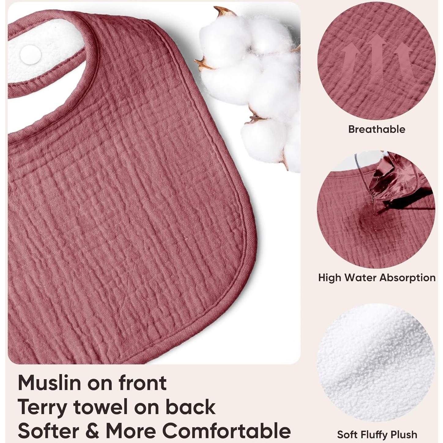 Baberos de Muselina Susurration 8 Pack Ajustables Unisex