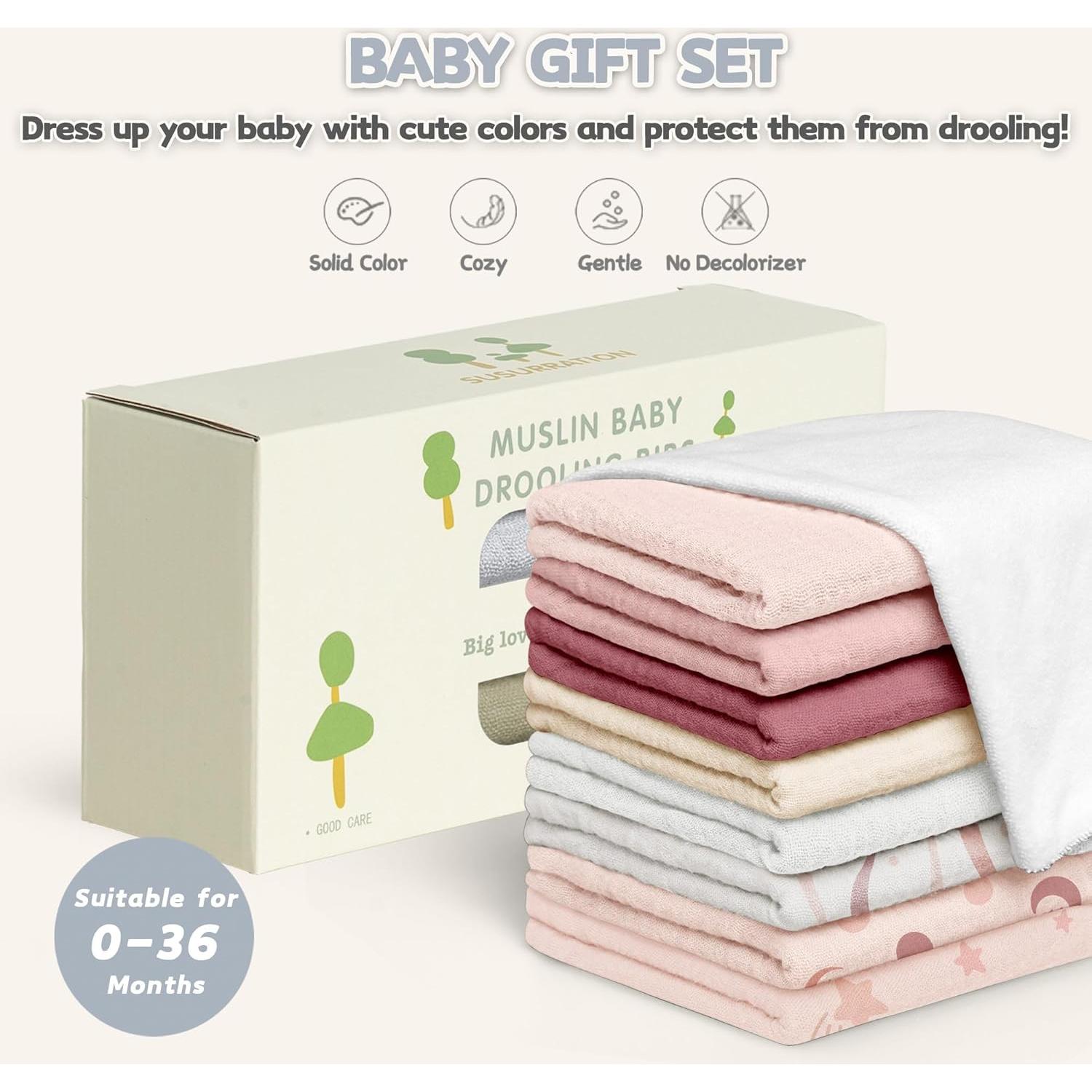 Baberos de Muselina Susurration 8 Pack Ajustables Unisex