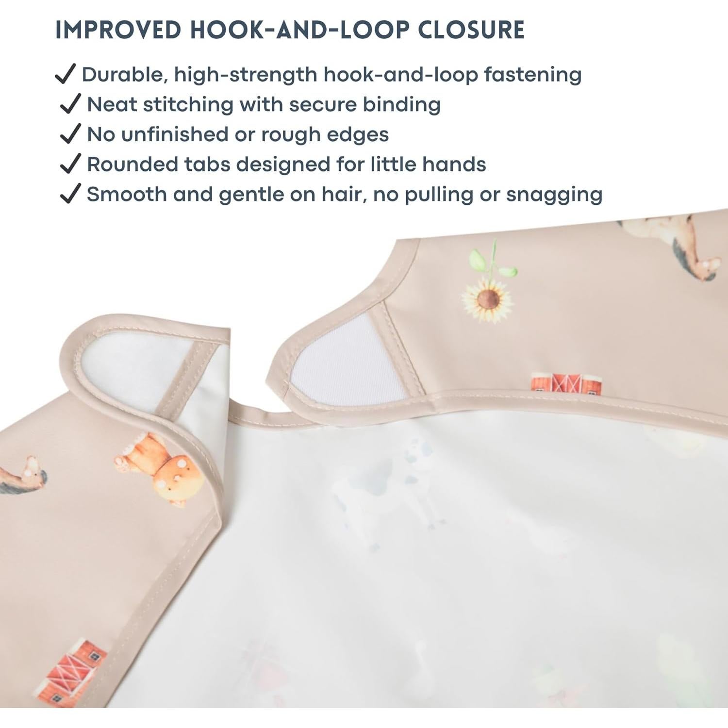 Babero de Manga Corta Ali+Oli Granja Impermeable y Lavable