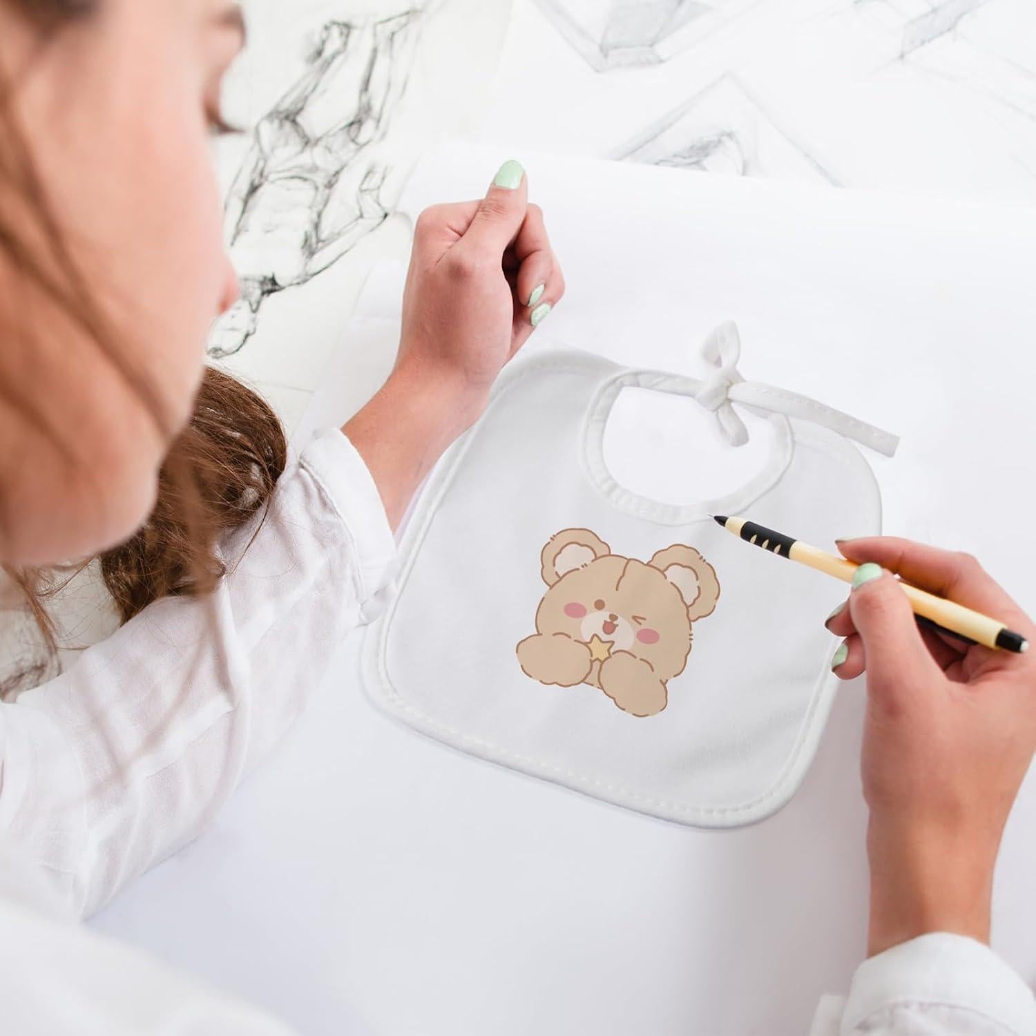 40 Baberos Sólidos Blancos de Algodón Panitay para Bebés